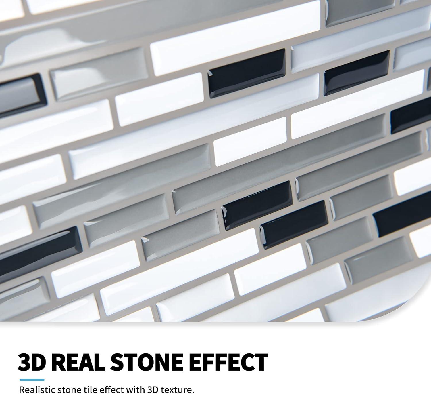 imageArt3d A17014P6 Peel and Stick backsplash Tile 6 Sheets A1701412 x12Graywhite