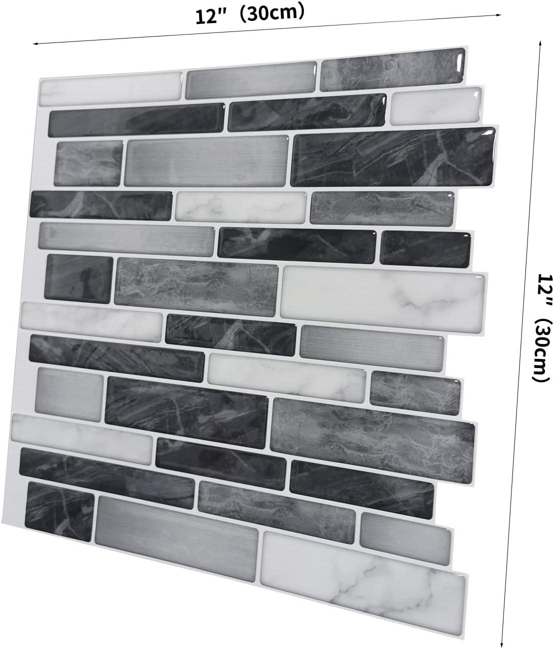 imageArt3d A17014P6 Peel and Stick backsplash Tile 6 Sheets A1701412 x12Greywhite