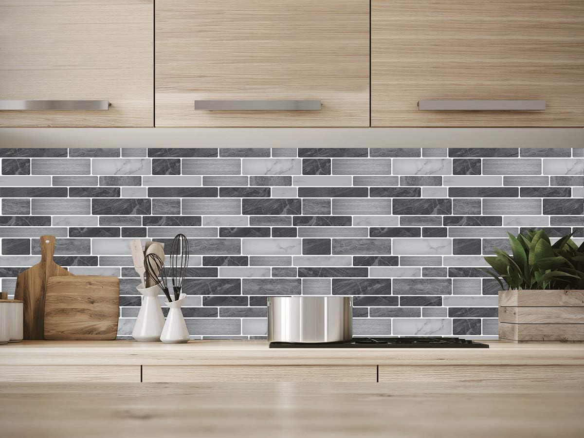imageArt3d A17014P6 Peel and Stick backsplash Tile 6 Sheets A1701412 x12Greywhite
