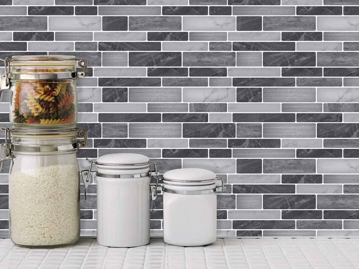 imageArt3d A17014P6 Peel and Stick backsplash Tile 6 Sheets A1701412 x12Greywhite