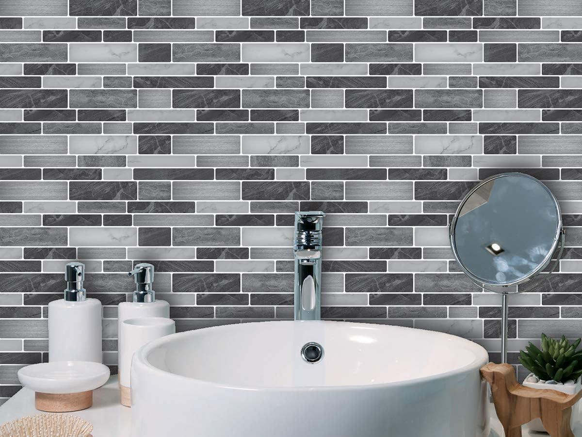 imageArt3d A17014P6 Peel and Stick backsplash Tile 6 Sheets A1701412 x12Greywhite