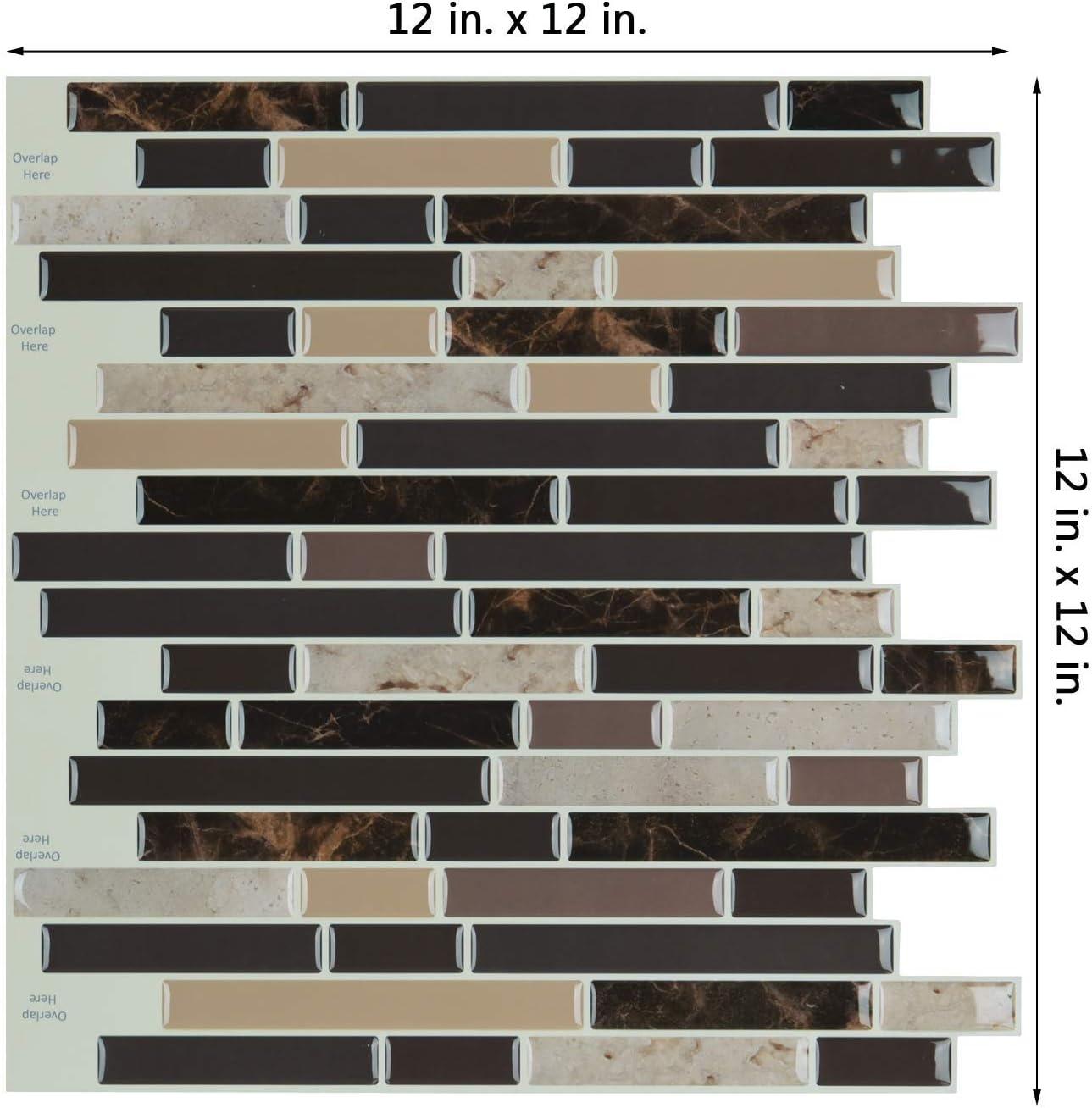 imageArt3d A17014P6 Peel and Stick backsplash Tile 6 Sheets A1701412 x12Light Brown