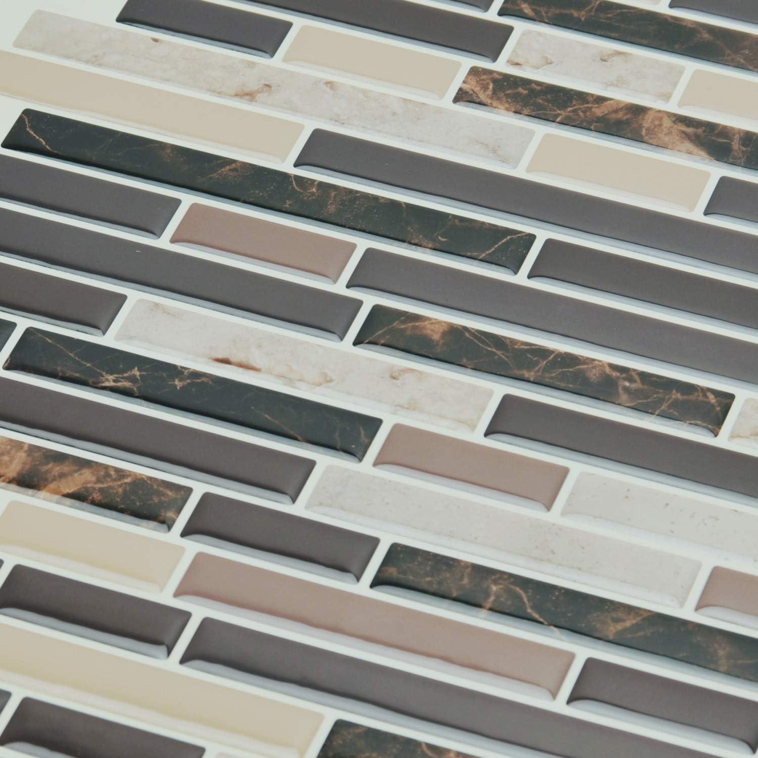 imageArt3d A17014P6 Peel and Stick backsplash Tile 6 Sheets A1701412 x12Light Brown