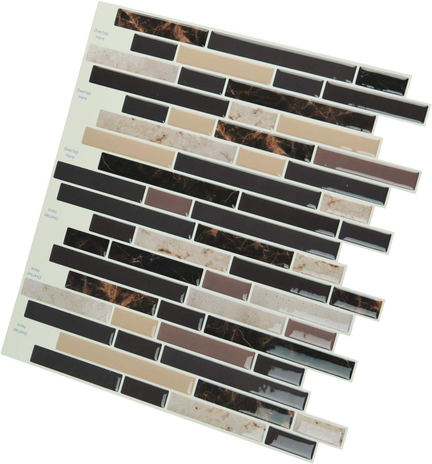 imageArt3d A17014P6 Peel and Stick backsplash Tile 6 Sheets A1701412 x12Light Brown
