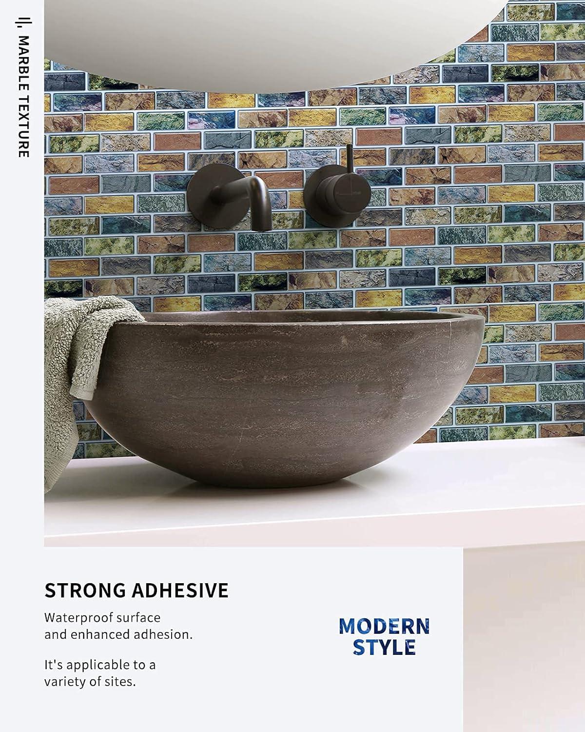 imageArt3d A17014P6 Peel and Stick backsplash Tile 6 Sheets A1701412 x12Multicolor