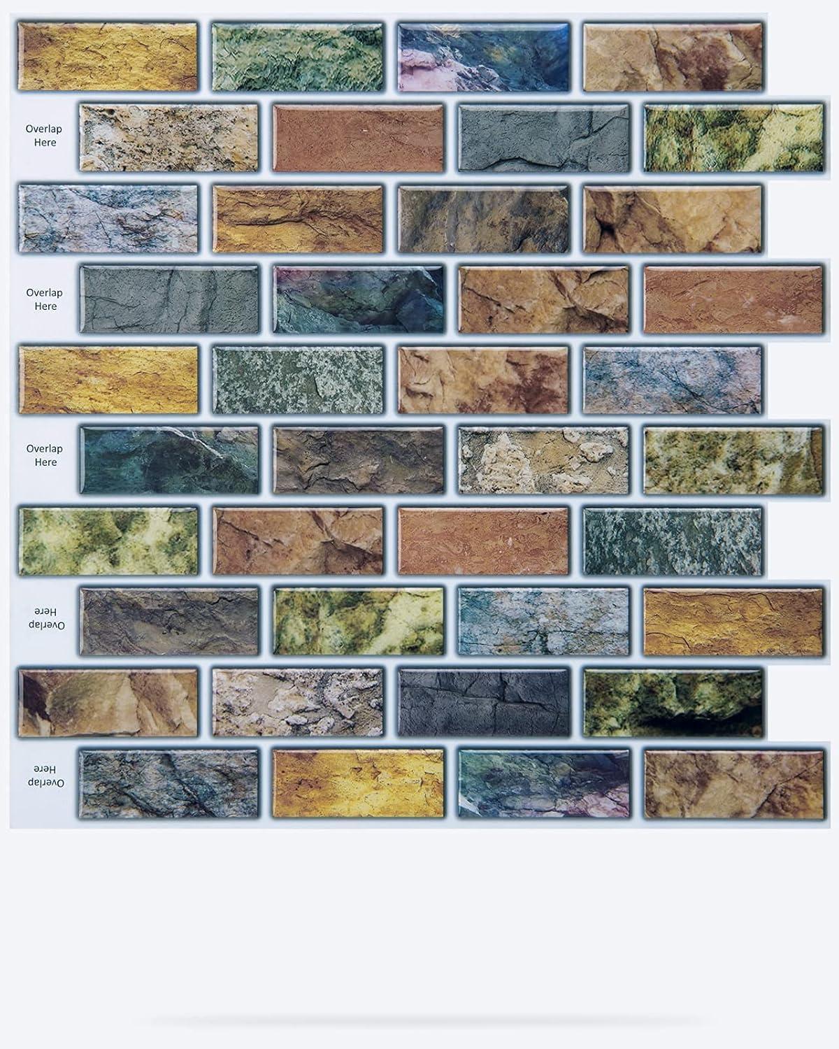 imageArt3d A17014P6 Peel and Stick backsplash Tile 6 Sheets A1701412 x12Multicolor