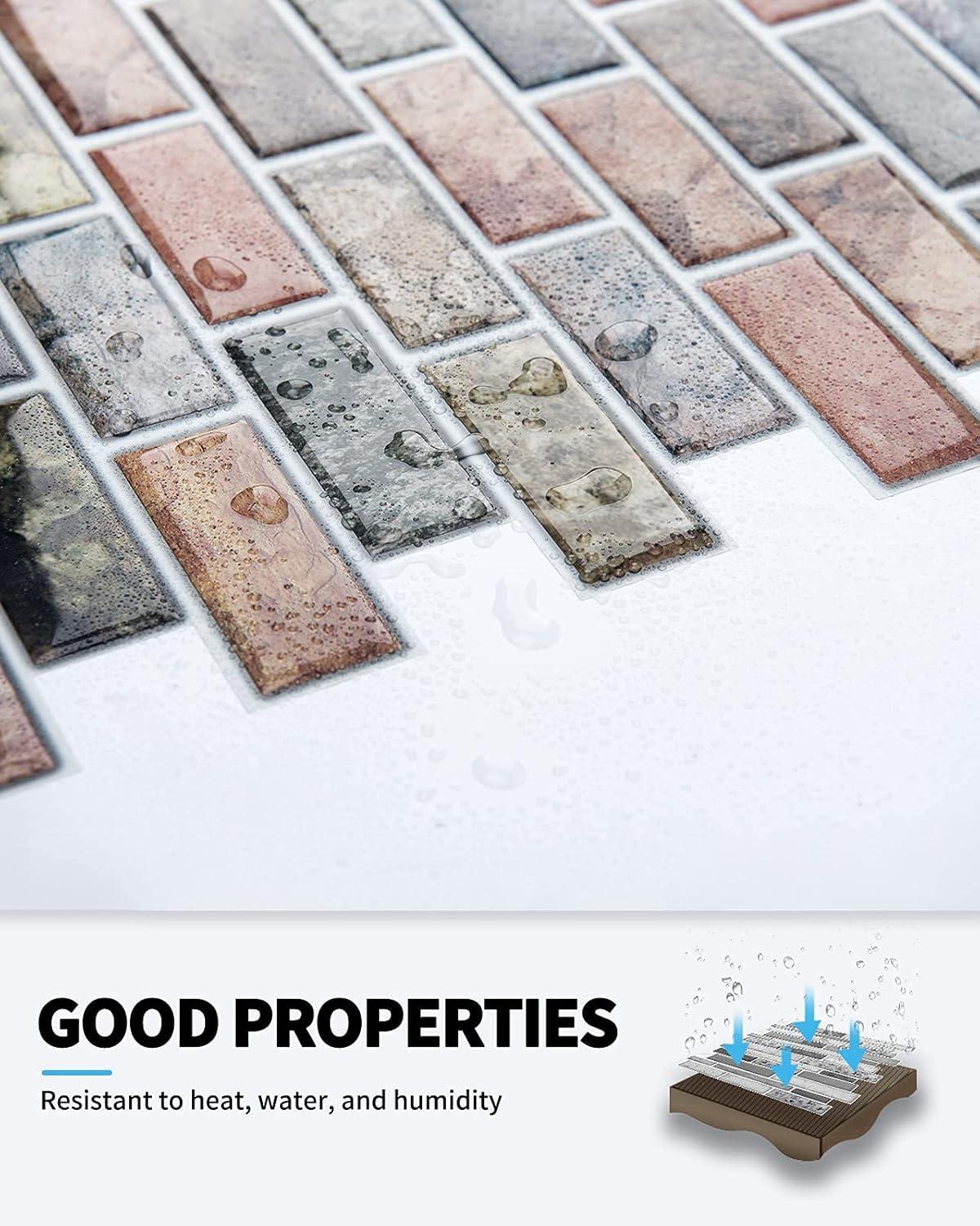 imageArt3d A17014P6 Peel and Stick backsplash Tile 6 Sheets A1701412 x12Multicolor