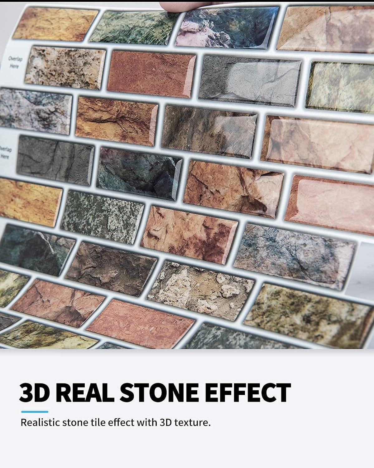 imageArt3d A17014P6 Peel and Stick backsplash Tile 6 Sheets A1701412 x12Multicolor
