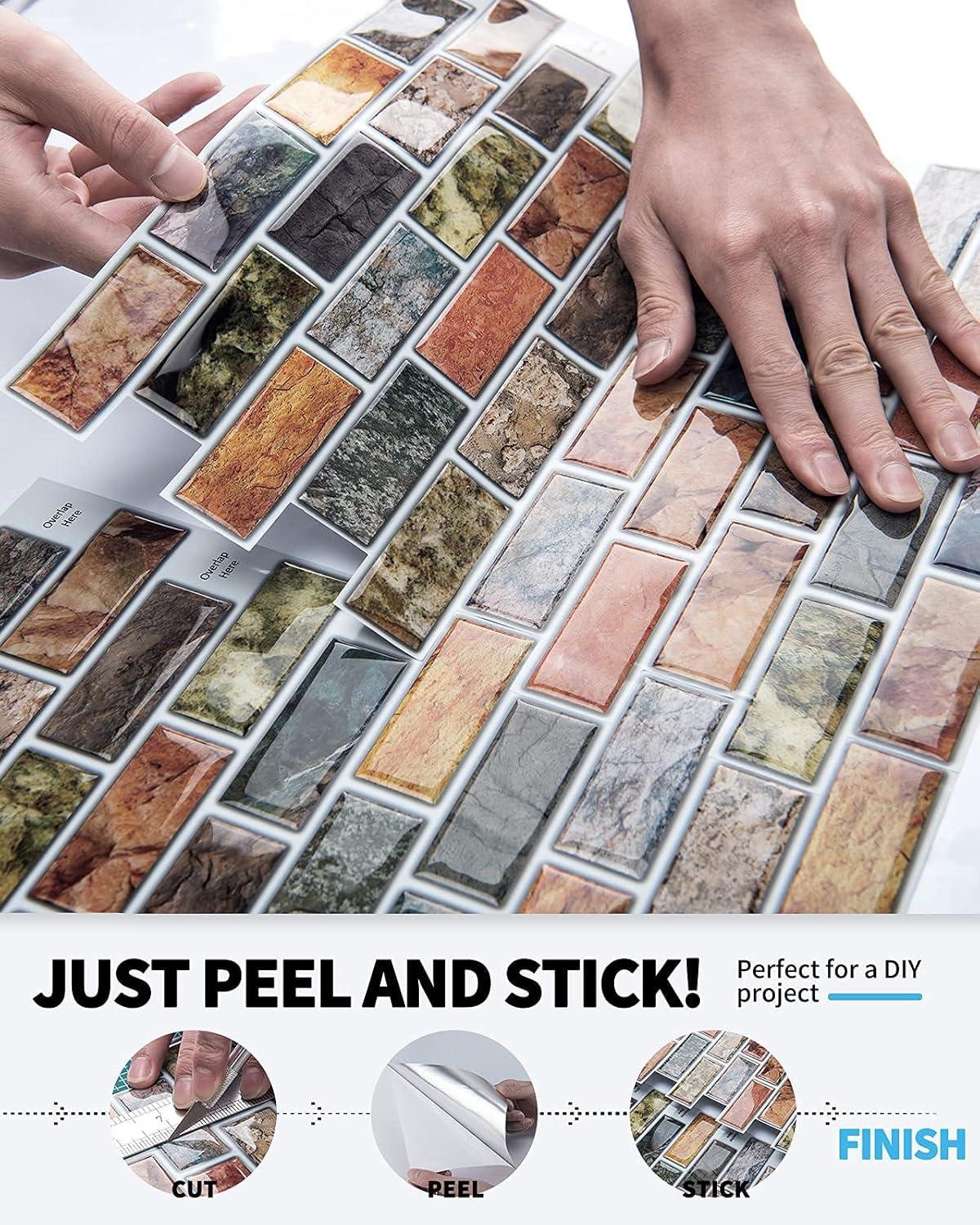 imageArt3d A17014P6 Peel and Stick backsplash Tile 6 Sheets A1701412 x12Multicolor