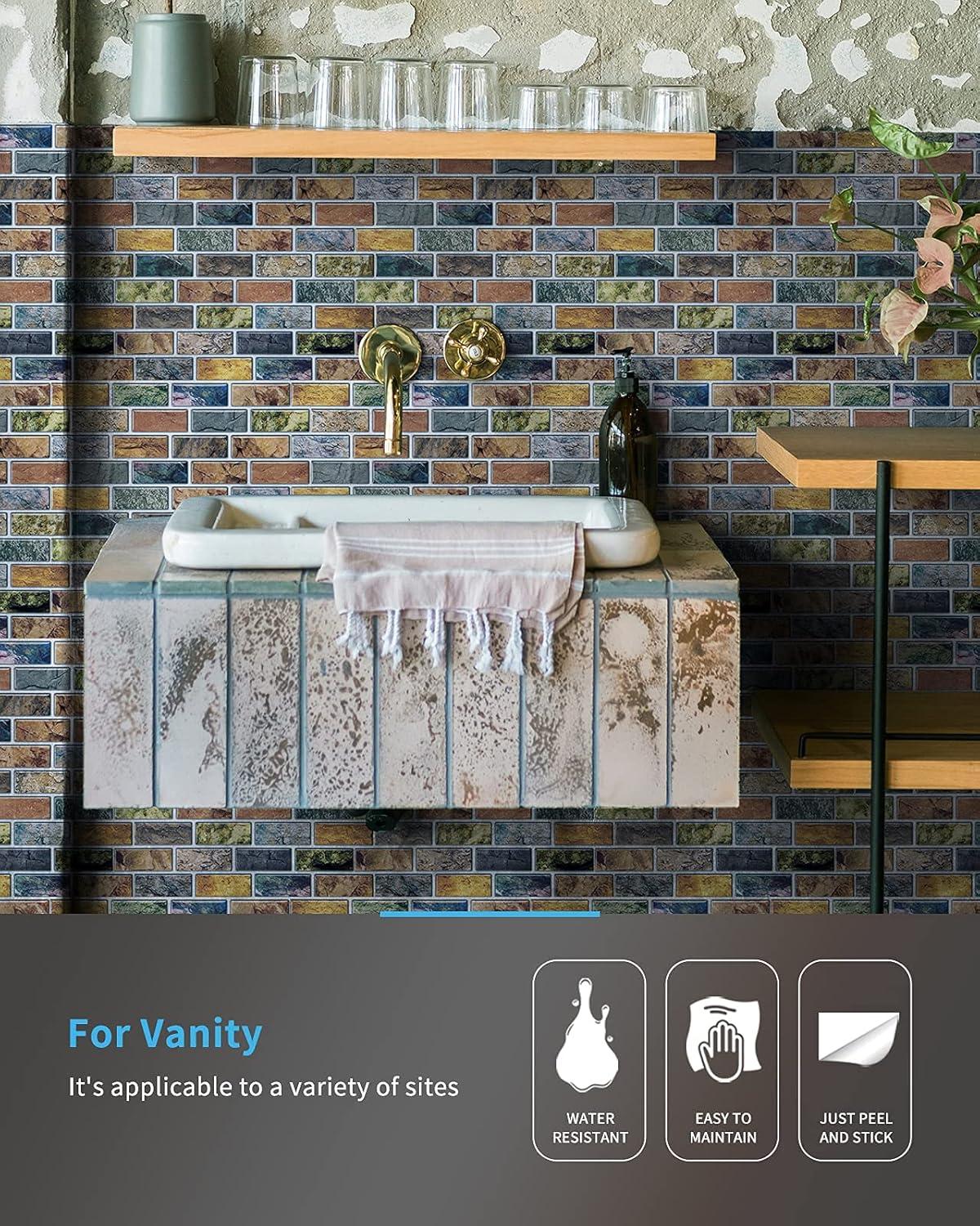 imageArt3d A17014P6 Peel and Stick backsplash Tile 6 Sheets A1701412 x12Multicolor