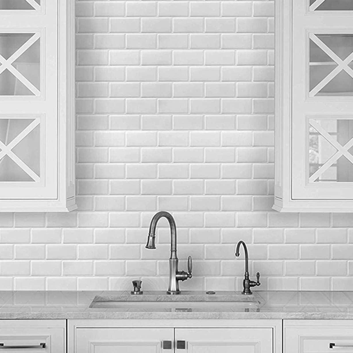 imageArt3d A17014P6 Peel and Stick backsplash Tile 6 Sheets A1701412 x12Pure White