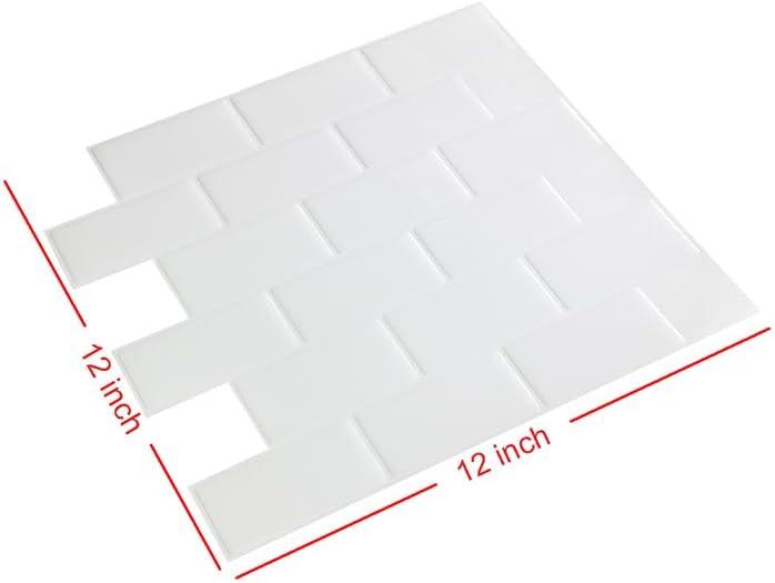 imageArt3d A17014P6 Peel and Stick backsplash Tile 6 Sheets A1701412 x12Pure White
