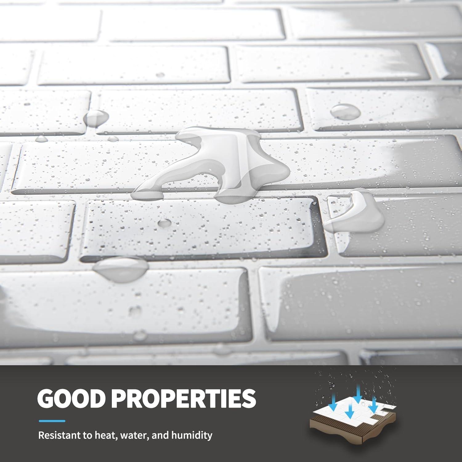 imageArt3d A17014P6 Peel and Stick backsplash Tile 6 Sheets A1701412 x12White Marble