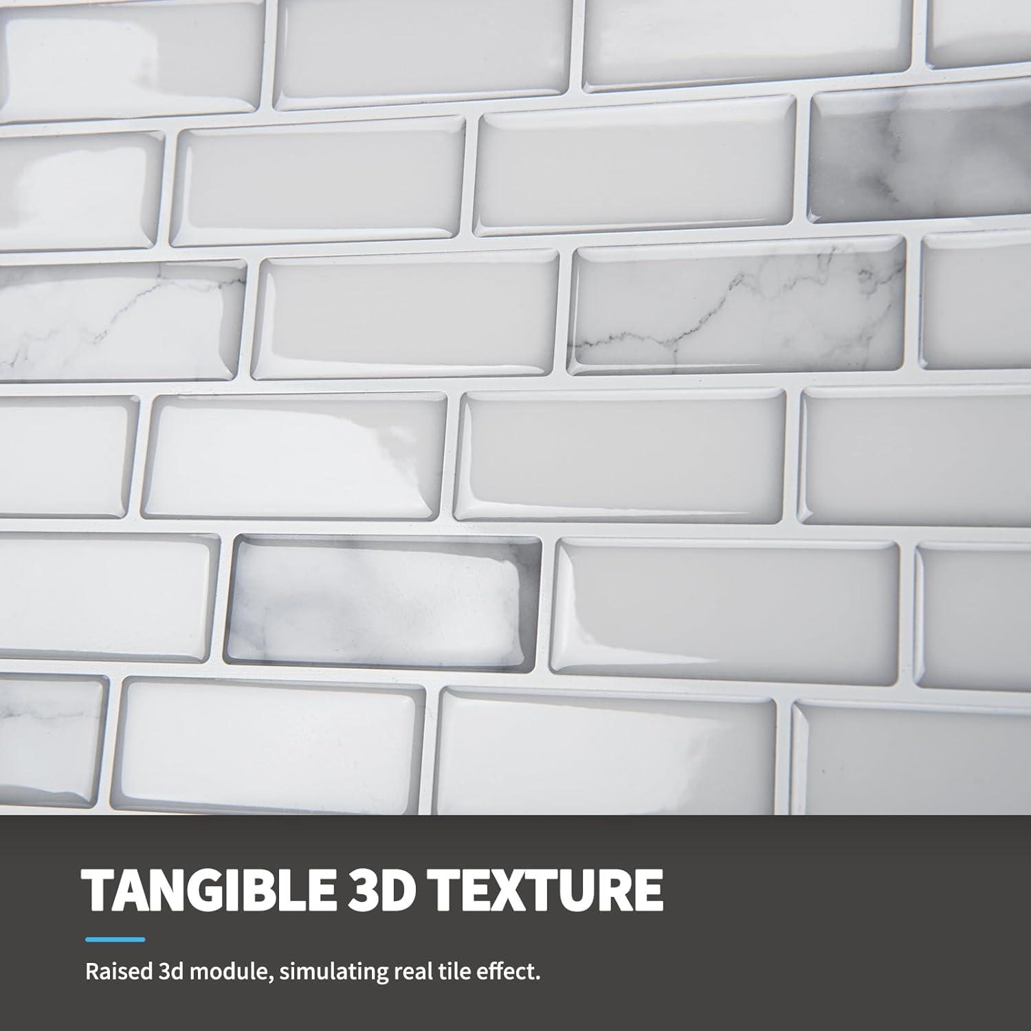 imageArt3d A17014P6 Peel and Stick backsplash Tile 6 Sheets A1701412 x12White Marble