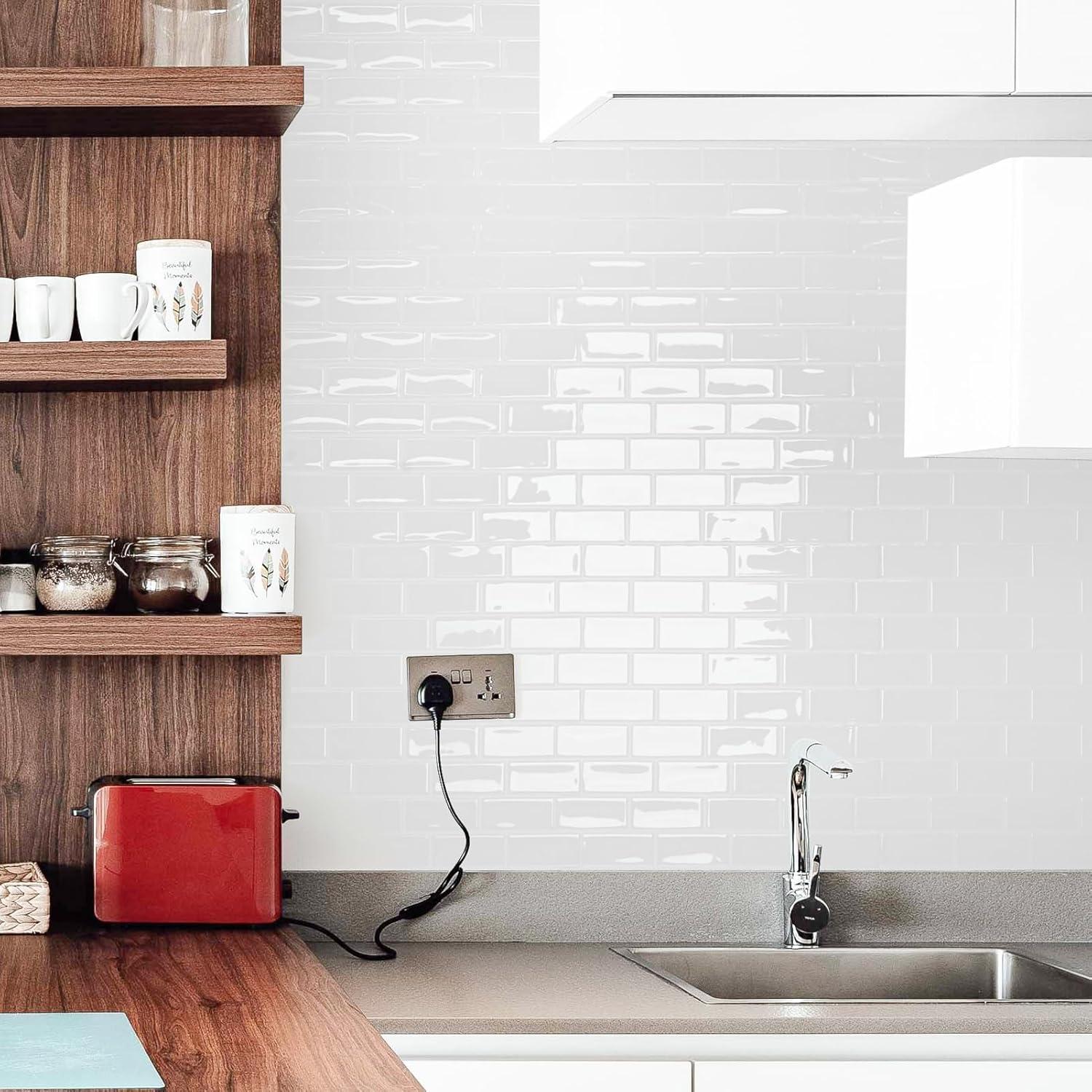 imageArt3d A17014P6 Peel and Stick backsplash Tile 6 Sheets A1701412 x12White Washed