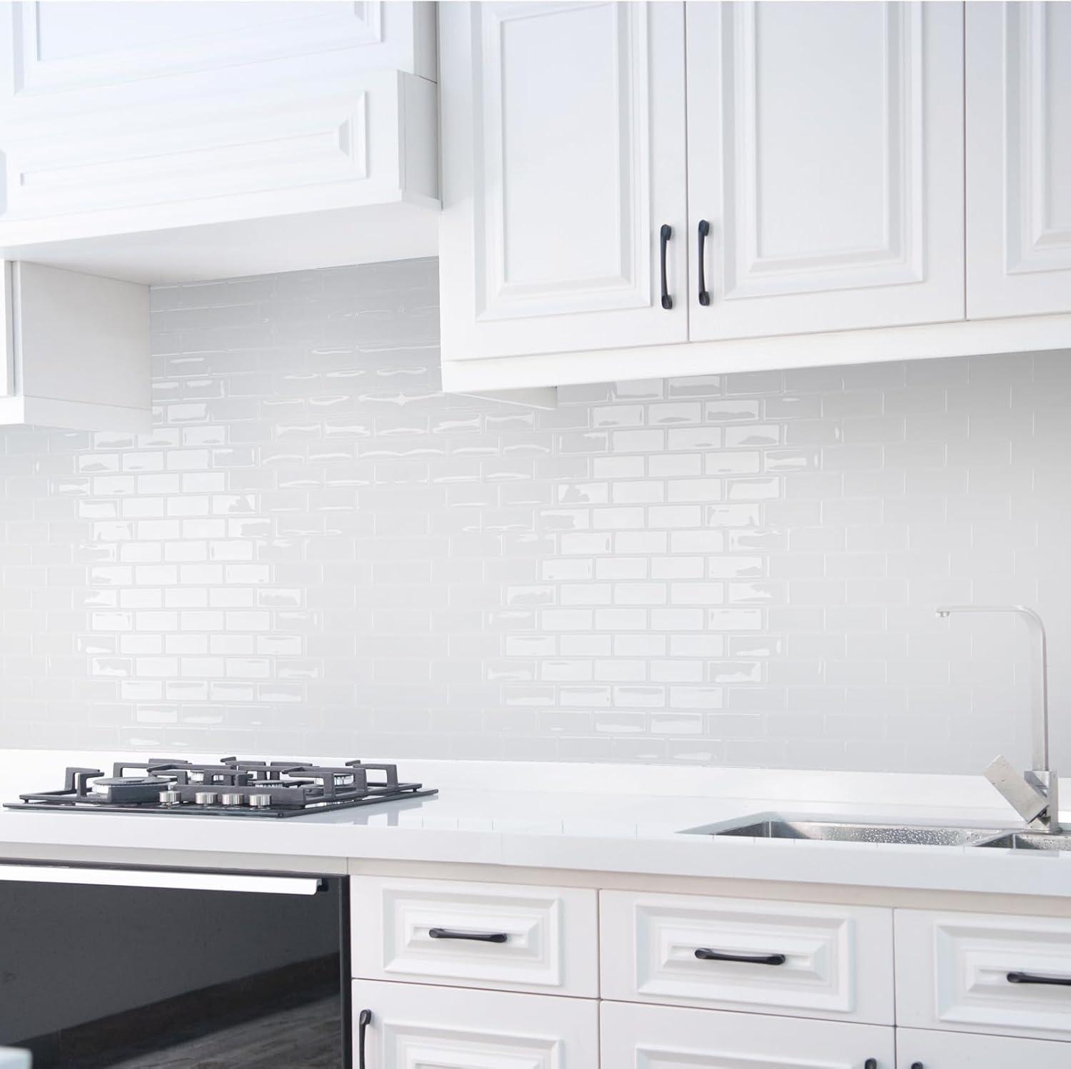 imageArt3d A17014P6 Peel and Stick backsplash Tile 6 Sheets A1701412 x12White Washed