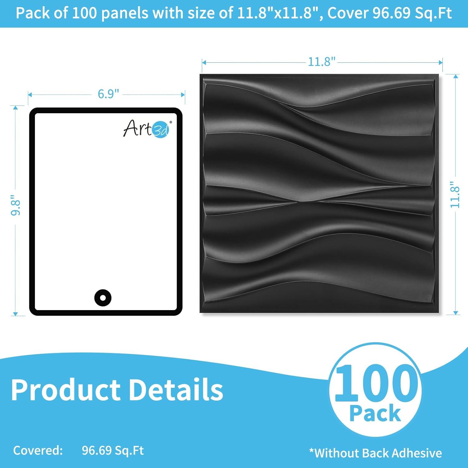 imageArt3d White PVC 3D Wall Panels  32 SqFT of Stylish Wall Decor for Home ampamp Commercial Spaces3D Wavy Black