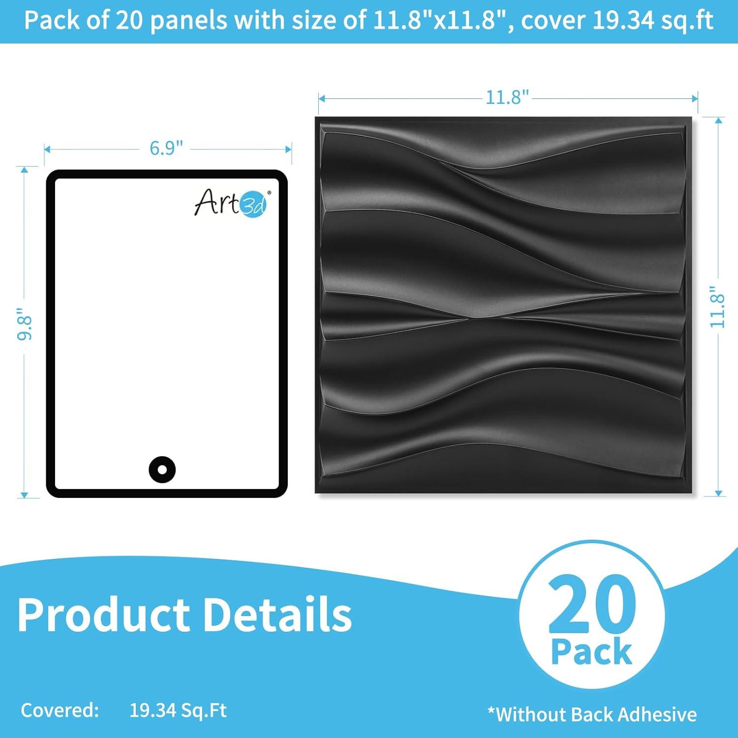 imageArt3d White PVC 3D Wall Panels  32 SqFT of Stylish Wall Decor for Home ampamp Commercial Spaces3D Wavy Black