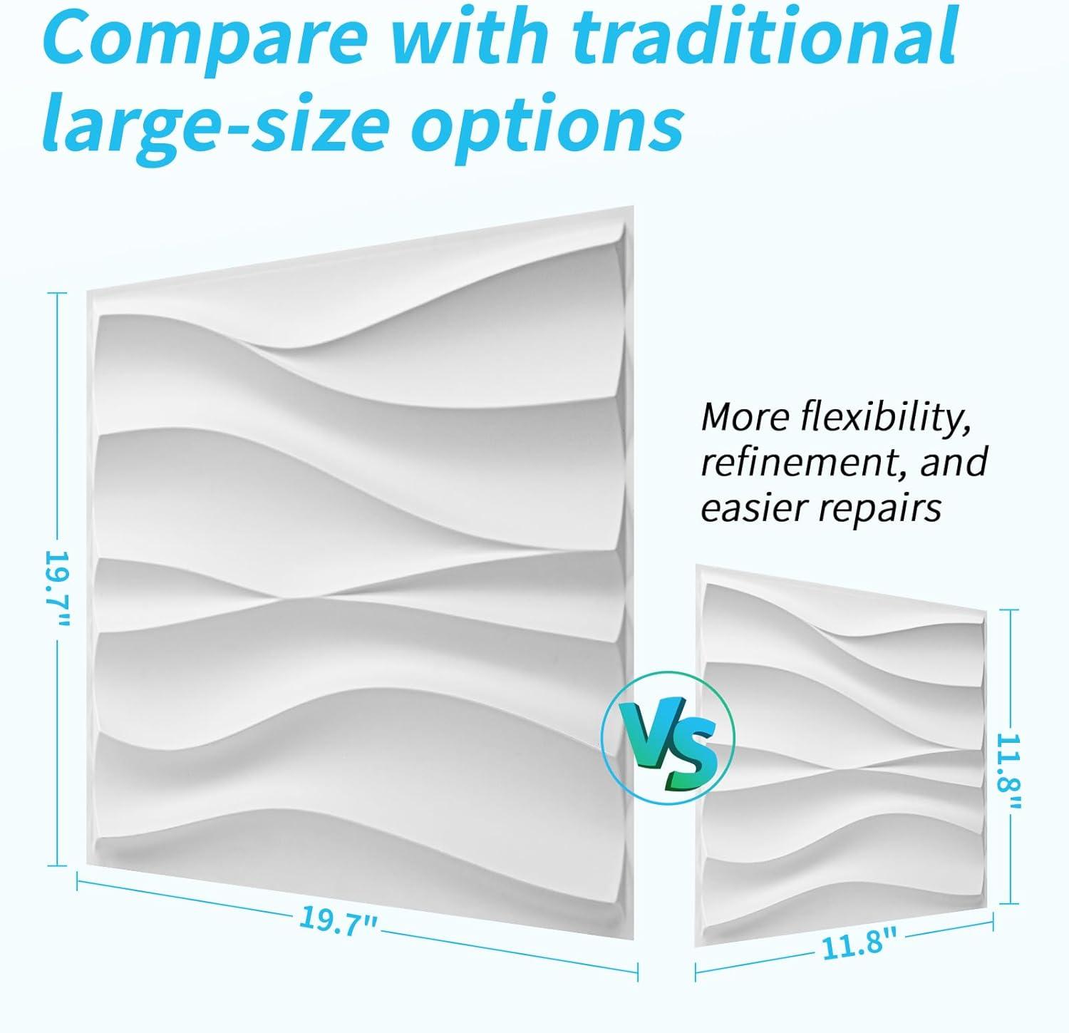 imageArt3d White PVC 3D Wall Panels  32 SqFT of Stylish Wall Decor for Home ampamp Commercial Spaces3D Wavy White