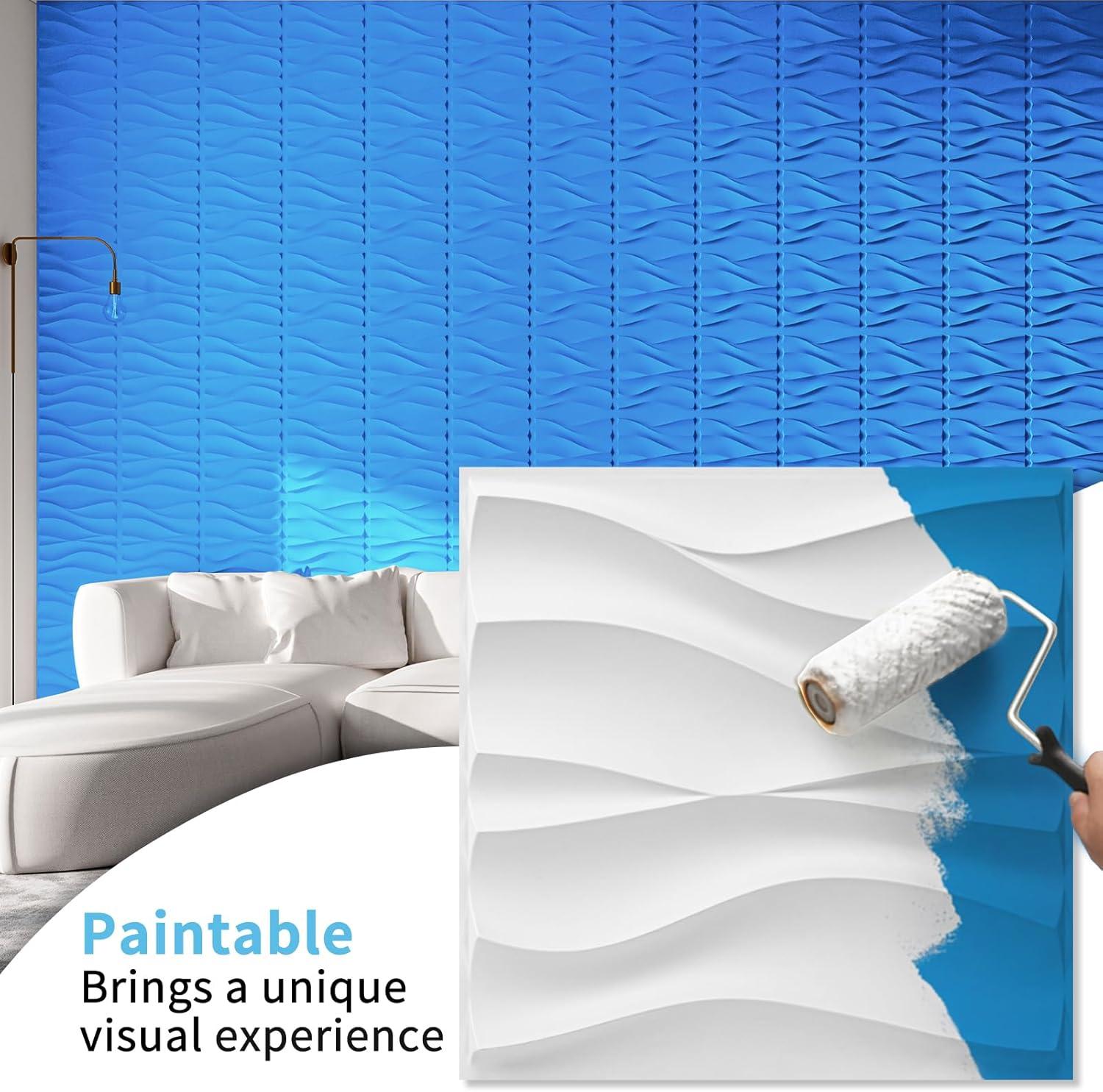 imageArt3d White PVC 3D Wall Panels  32 SqFT of Stylish Wall Decor for Home ampamp Commercial Spaces3D Wavy White