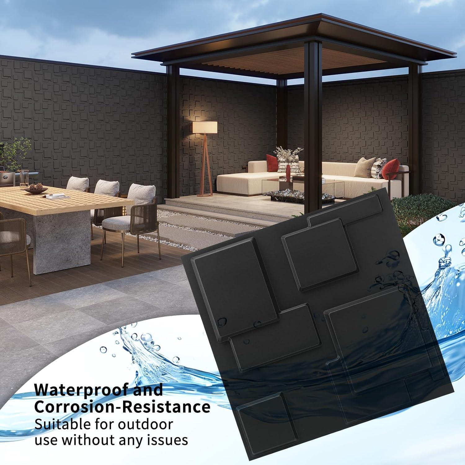 imageArt3d White PVC 3D Wall Panels  32 SqFT of Stylish Wall Decor for Home ampamp Commercial SpacesBlock Black
