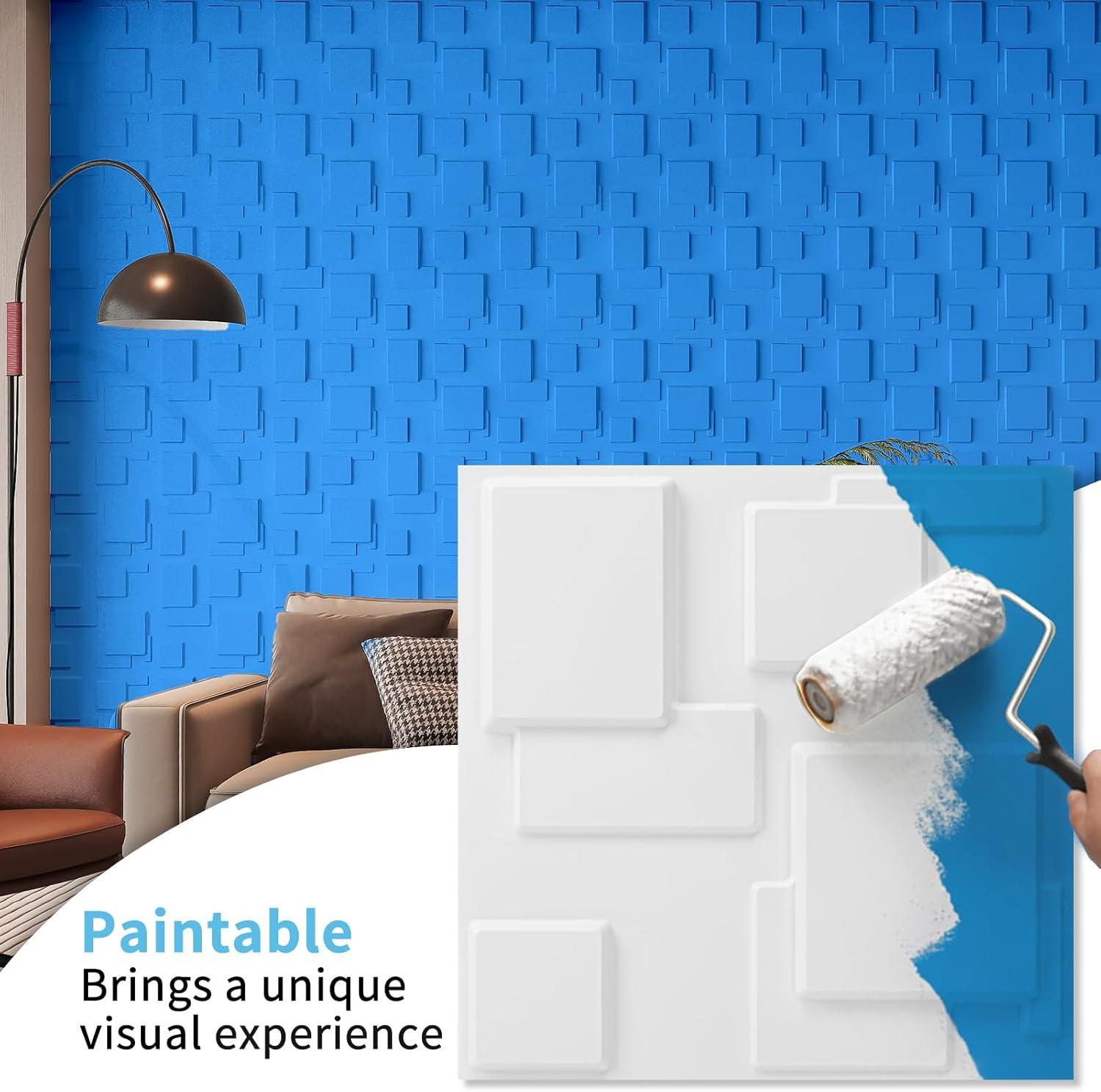imageArt3d White PVC 3D Wall Panels  32 SqFT of Stylish Wall Decor for Home ampamp Commercial SpacesBlock White