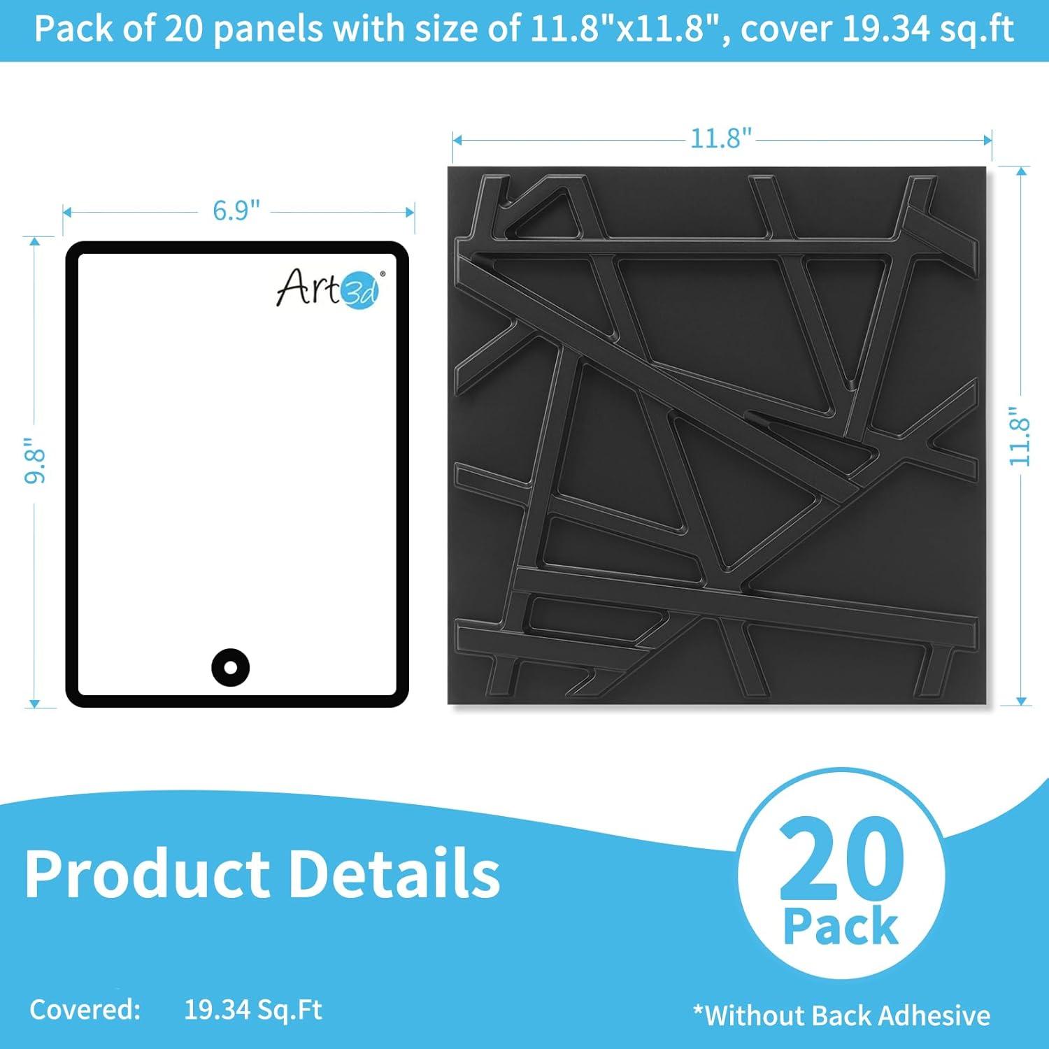 imageArt3d White PVC 3D Wall Panels  32 SqFT of Stylish Wall Decor for Home ampamp Commercial SpacesGeometric Black