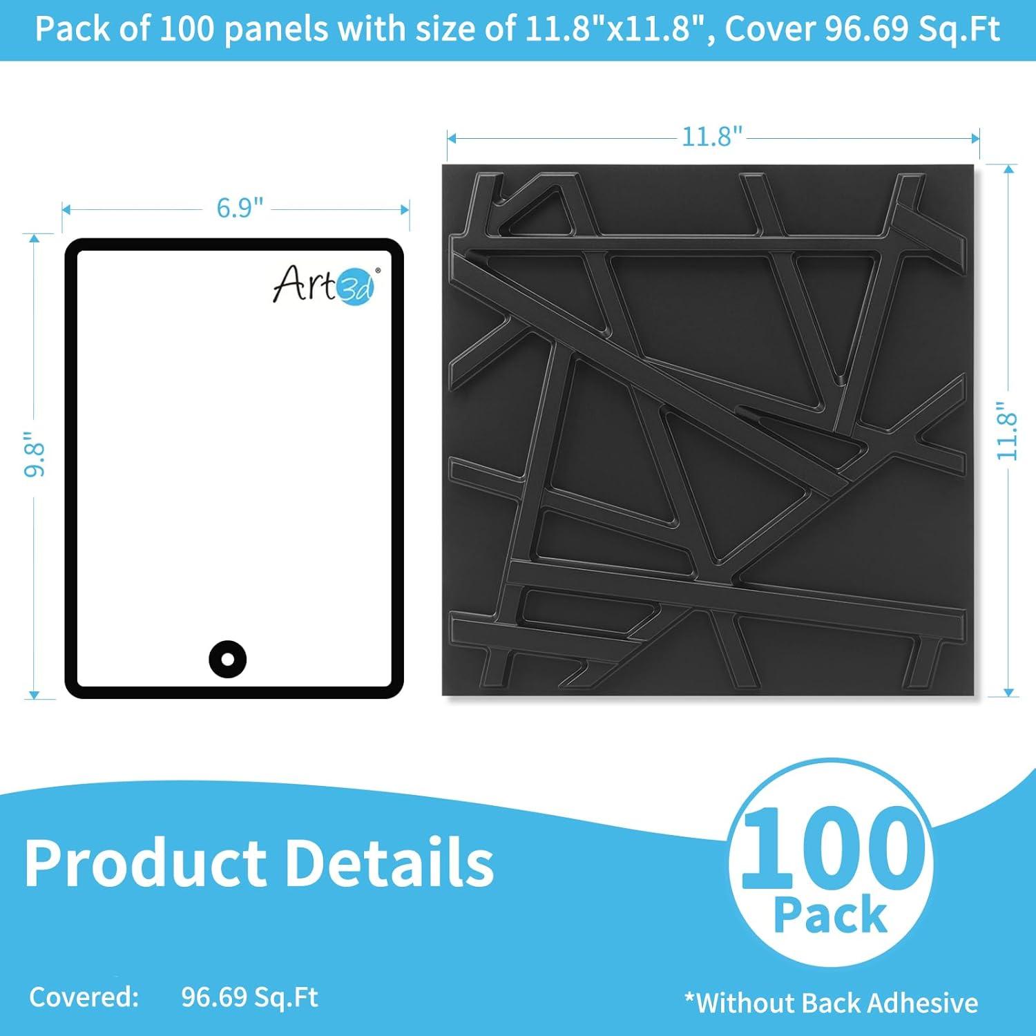 imageArt3d White PVC 3D Wall Panels  32 SqFT of Stylish Wall Decor for Home ampamp Commercial SpacesGeometric Black
