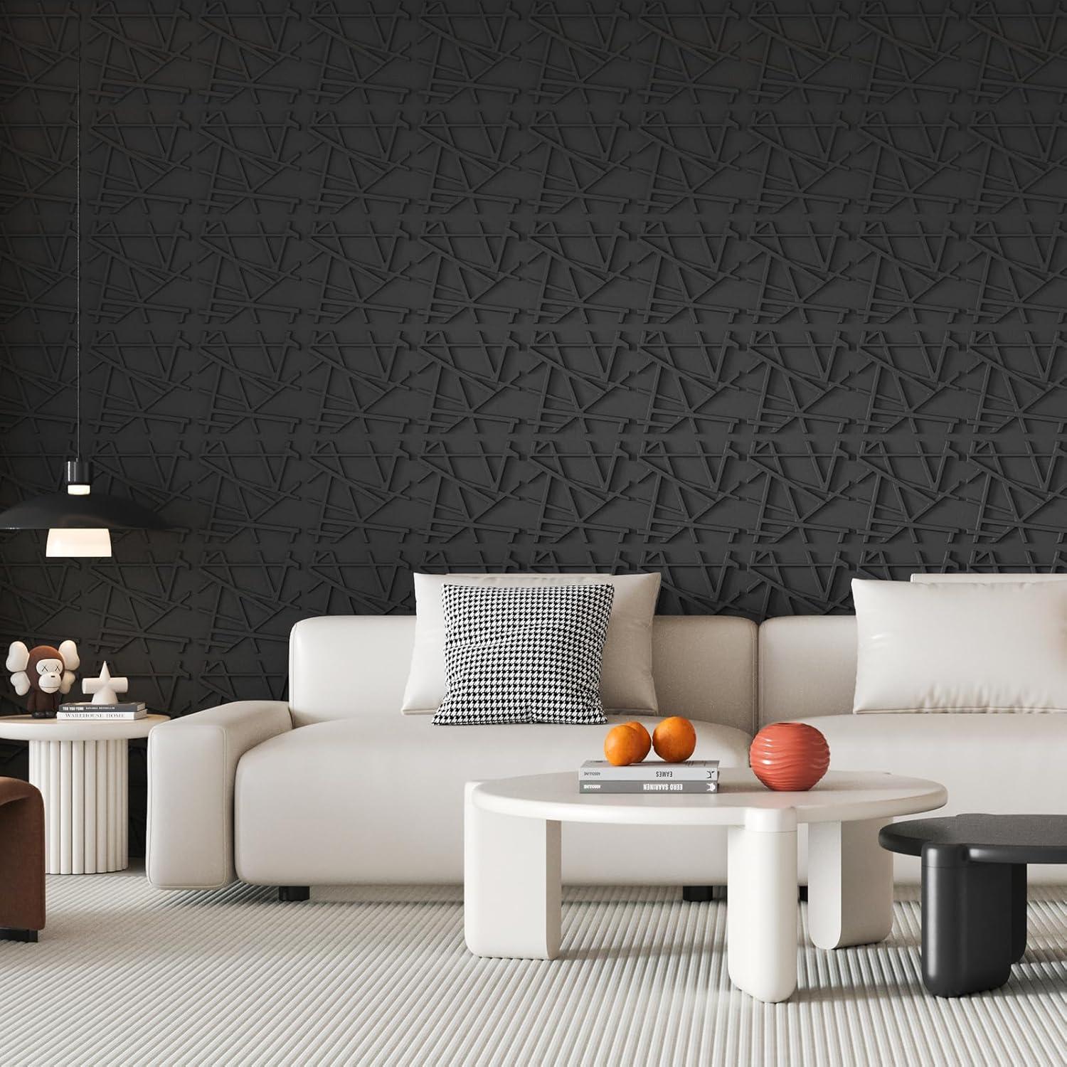 imageArt3d White PVC 3D Wall Panels  32 SqFT of Stylish Wall Decor for Home ampamp Commercial SpacesGeometric Black