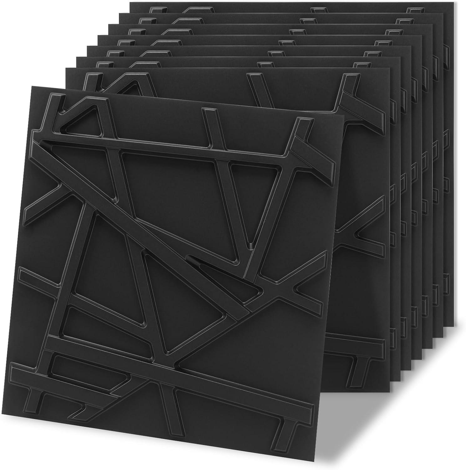 imageArt3d White PVC 3D Wall Panels  32 SqFT of Stylish Wall Decor for Home ampamp Commercial SpacesGeometric Black