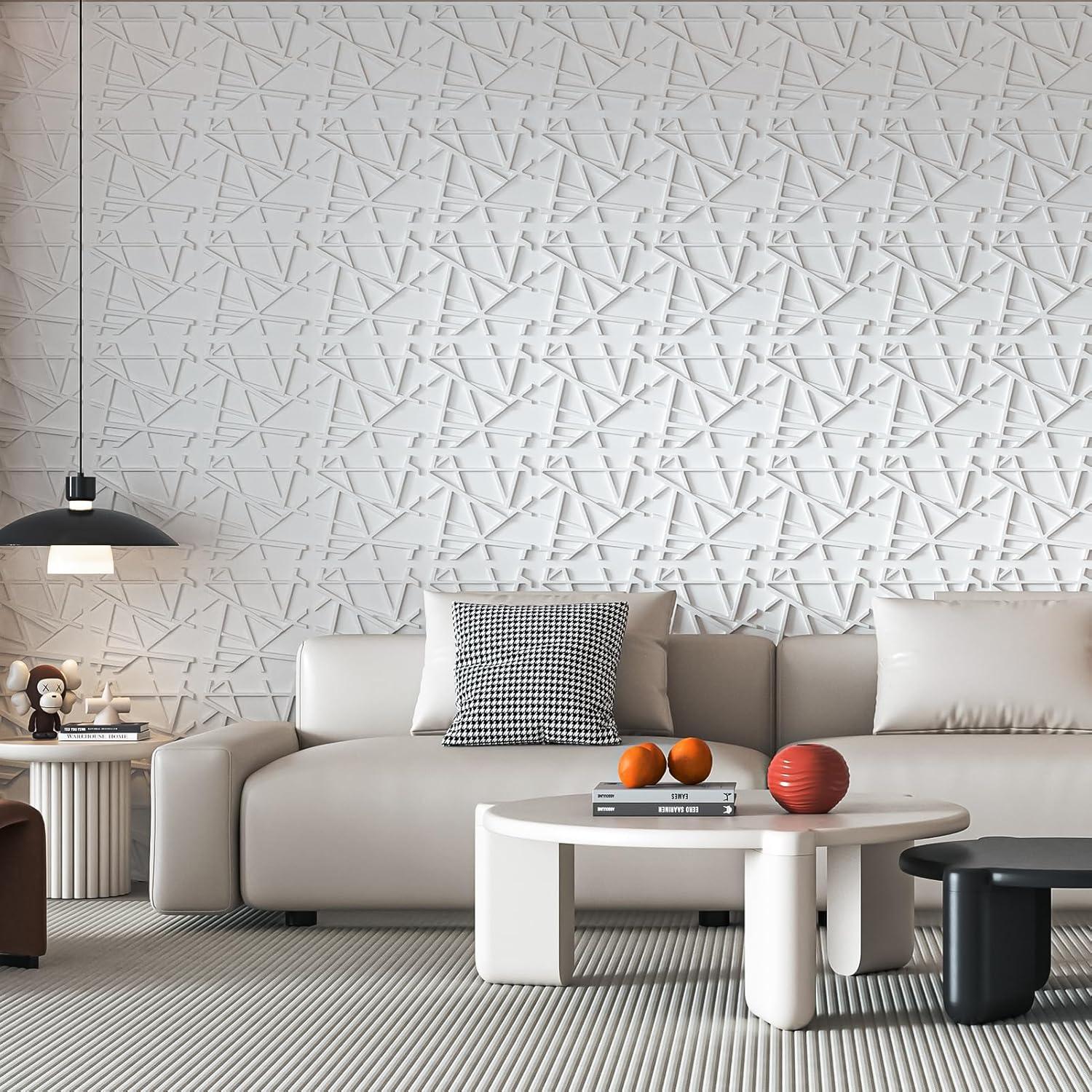 imageArt3d White PVC 3D Wall Panels  32 SqFT of Stylish Wall Decor for Home ampamp Commercial SpacesGeometric White