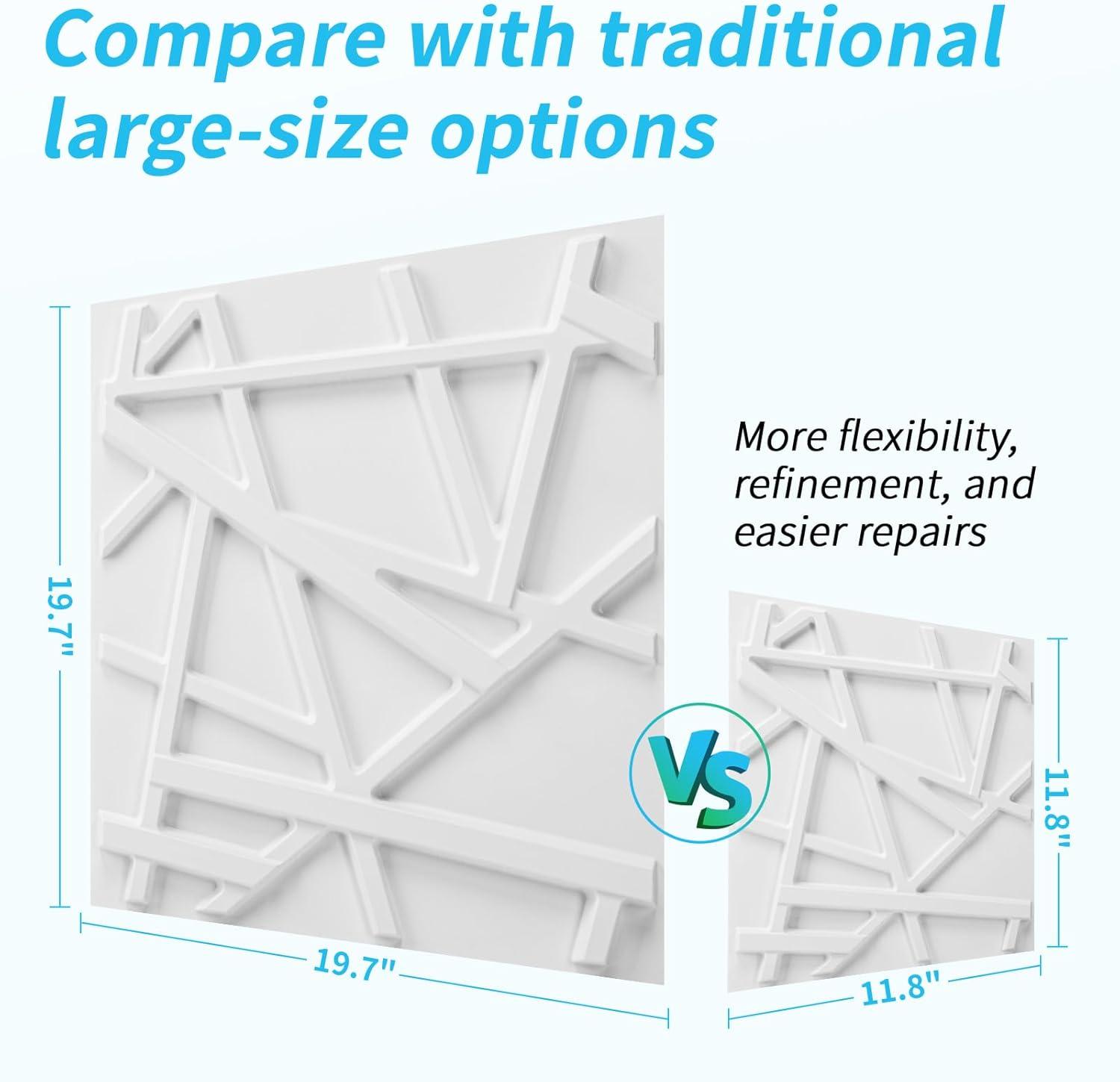 imageArt3d White PVC 3D Wall Panels  32 SqFT of Stylish Wall Decor for Home ampamp Commercial SpacesGeometric White