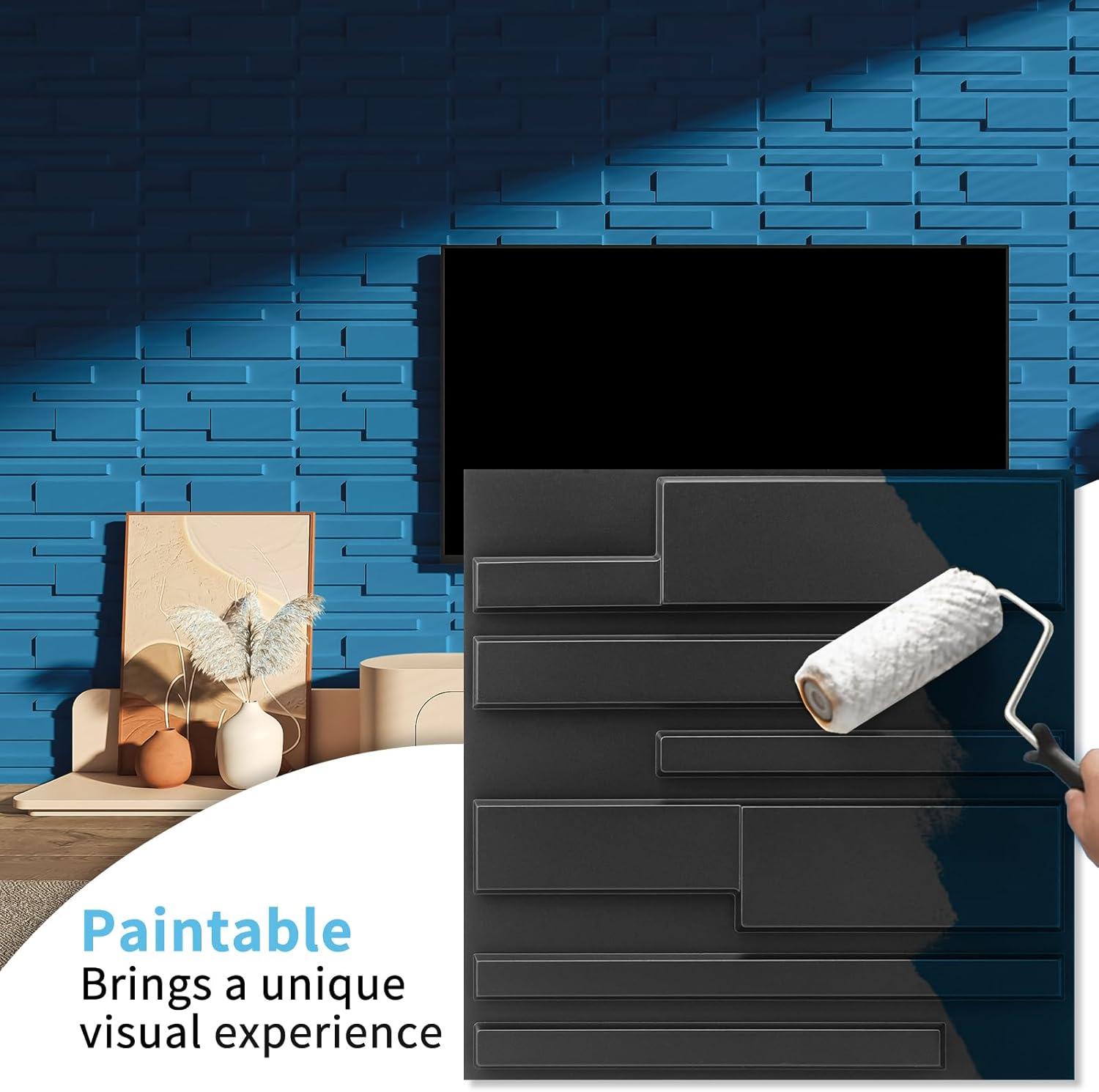 imageArt3d White PVC 3D Wall Panels  32 SqFT of Stylish Wall Decor for Home ampamp Commercial SpacesHorizontal Lines Black