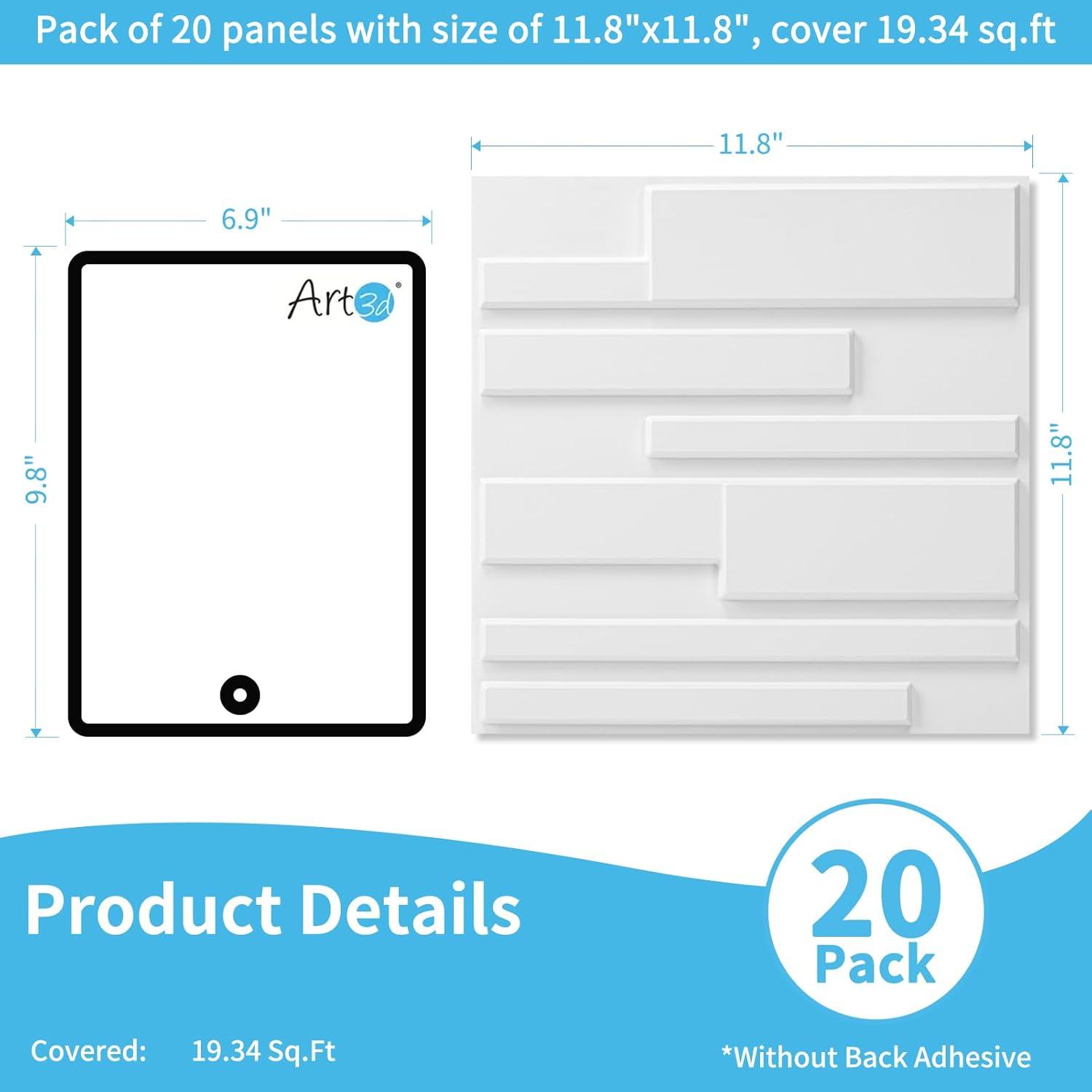 imageArt3d White PVC 3D Wall Panels  32 SqFT of Stylish Wall Decor for Home ampamp Commercial SpacesHorizontal Lines White