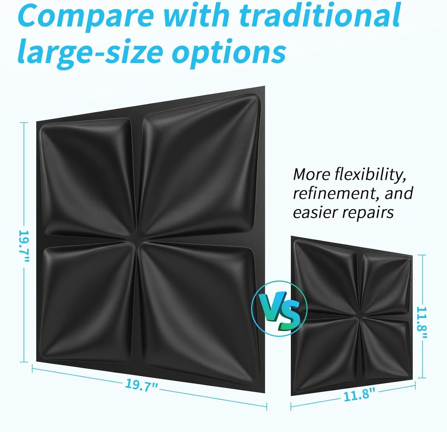 imageArt3d White PVC 3D Wall Panels  32 SqFT of Stylish Wall Decor for Home ampamp Commercial SpacesLucky Leaves Black