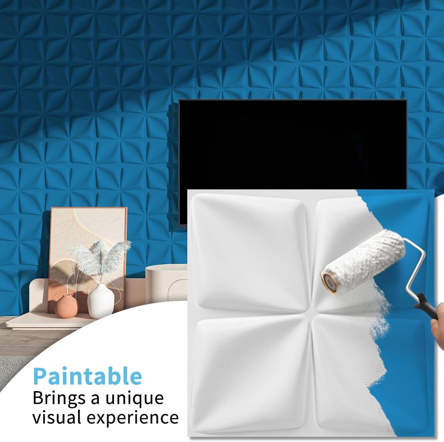 imageArt3d White PVC 3D Wall Panels  32 SqFT of Stylish Wall Decor for Home ampamp Commercial SpacesLucky Leaves White