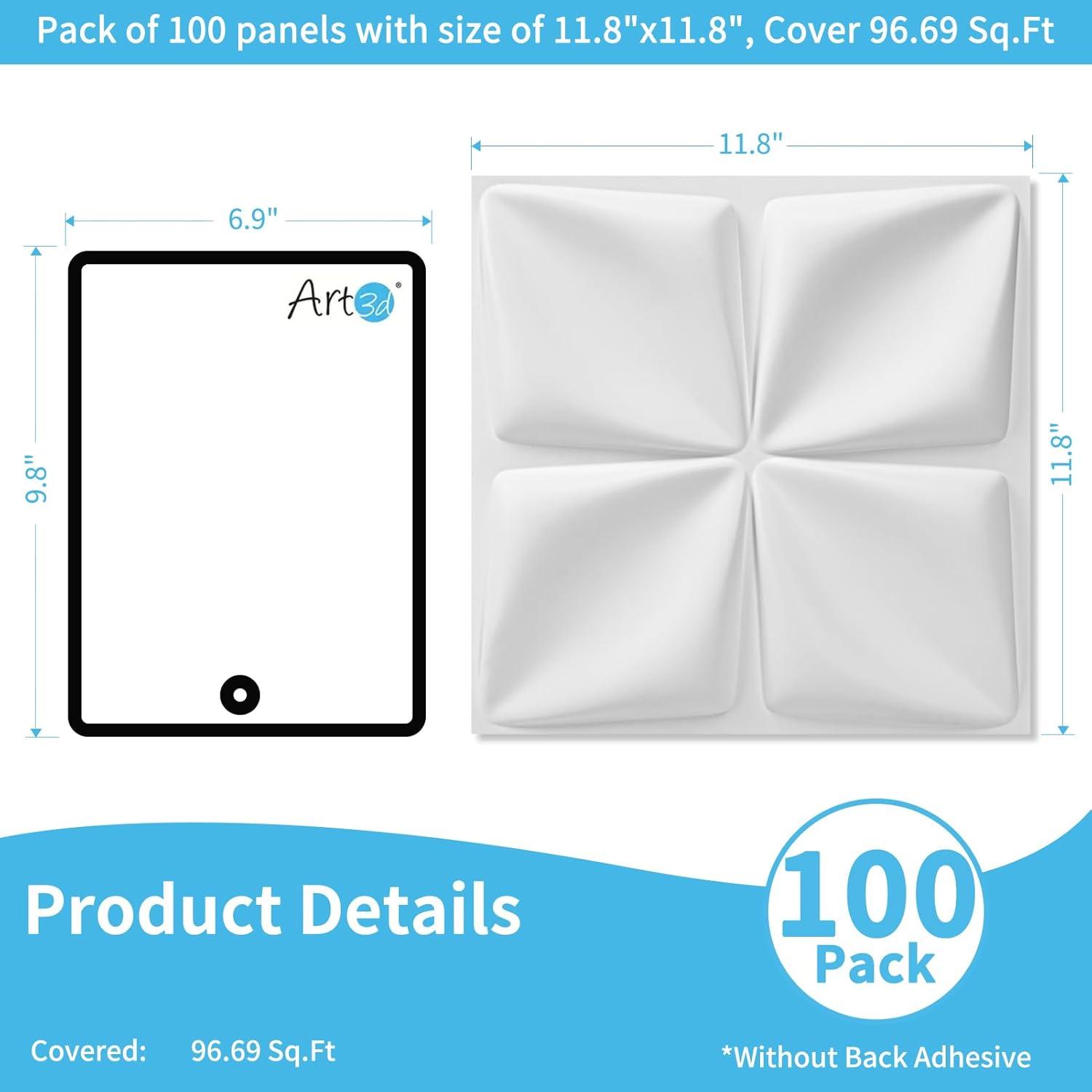imageArt3d White PVC 3D Wall Panels  32 SqFT of Stylish Wall Decor for Home ampamp Commercial SpacesLucky Leaves White