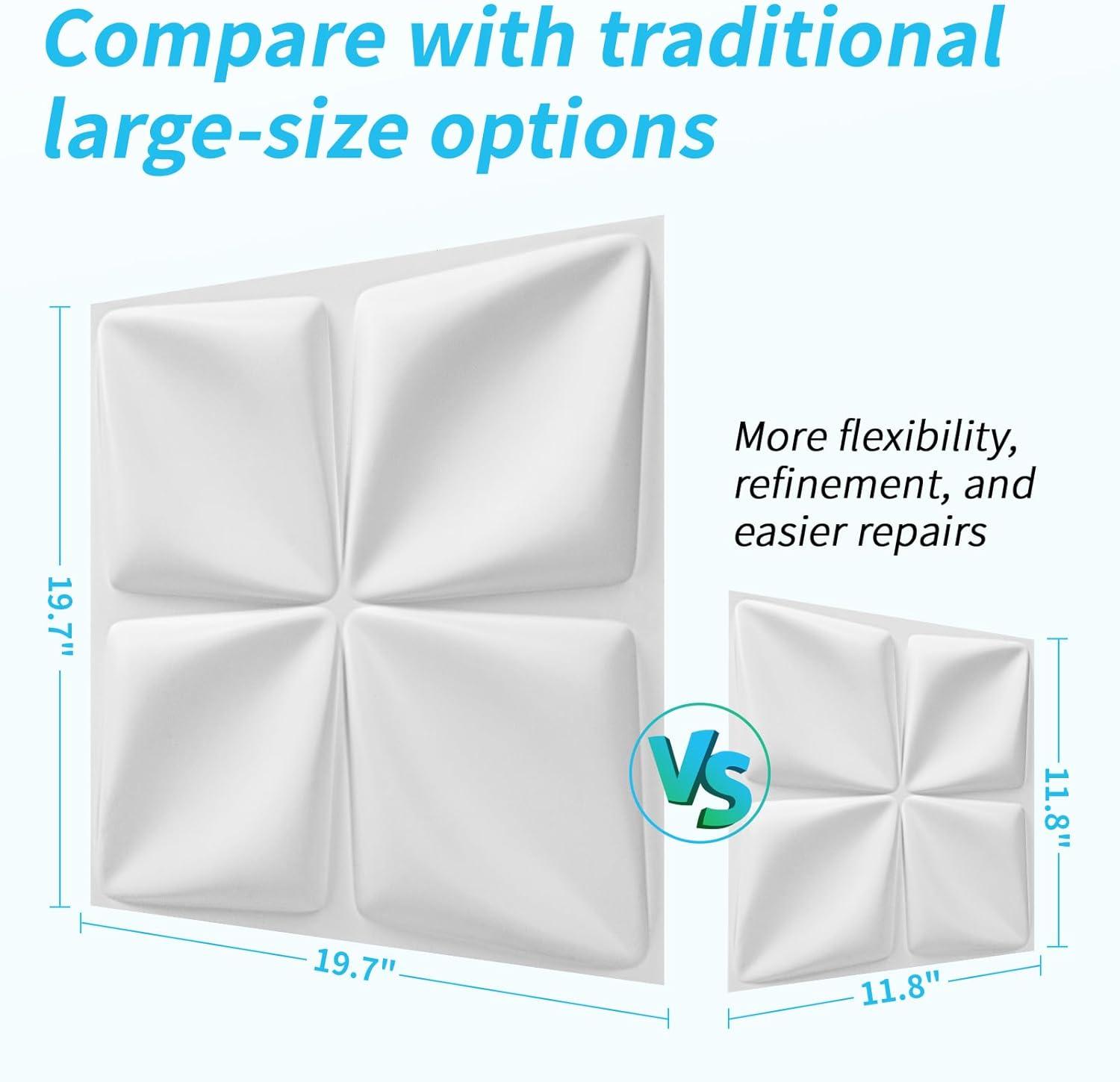 imageArt3d White PVC 3D Wall Panels  32 SqFT of Stylish Wall Decor for Home ampamp Commercial SpacesLucky Leaves White
