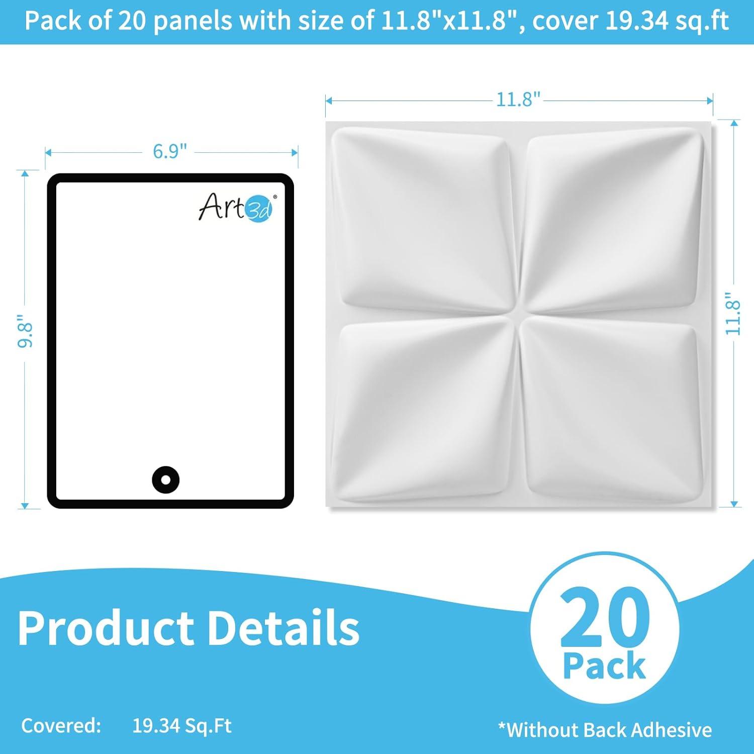 imageArt3d White PVC 3D Wall Panels  32 SqFT of Stylish Wall Decor for Home ampamp Commercial SpacesLucky Leaves White