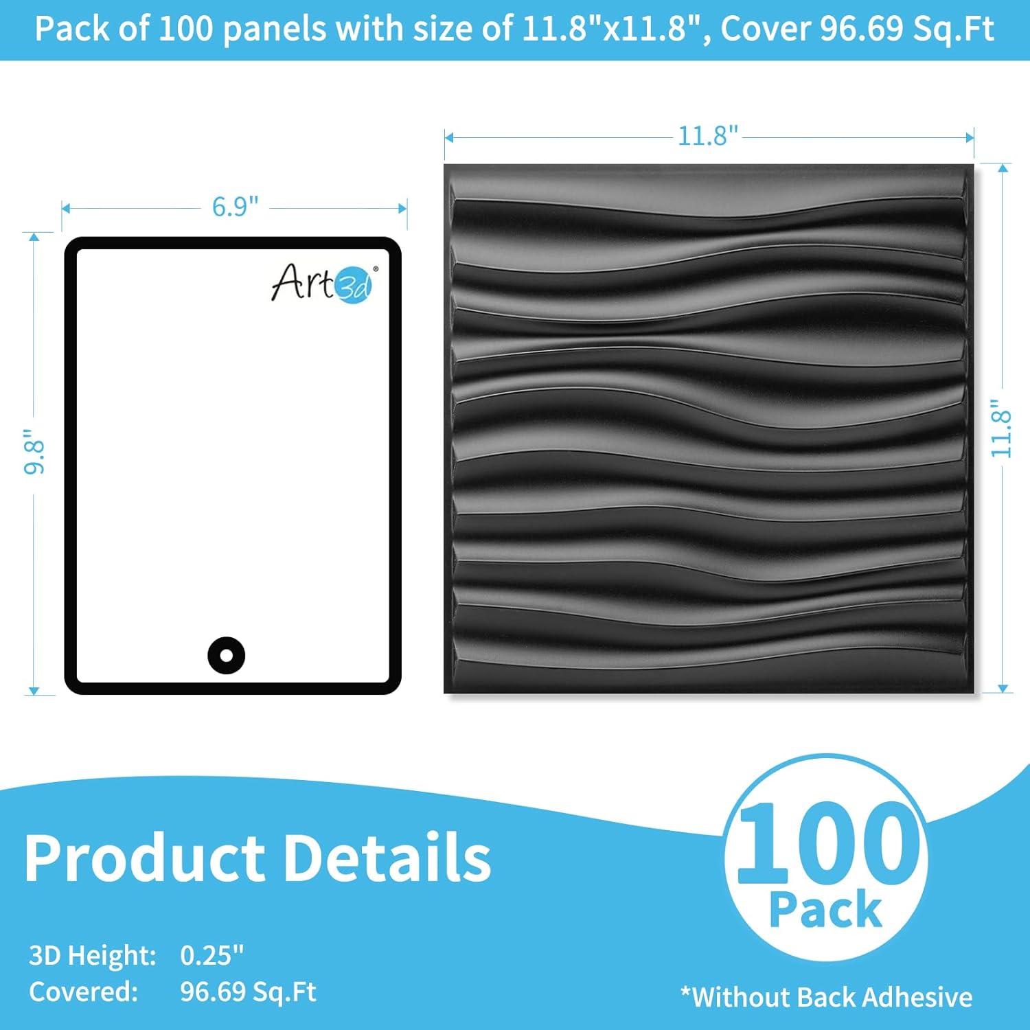 imageArt3d White PVC 3D Wall Panels  32 SqFT of Stylish Wall Decor for Home ampamp Commercial SpacesWavy Black
