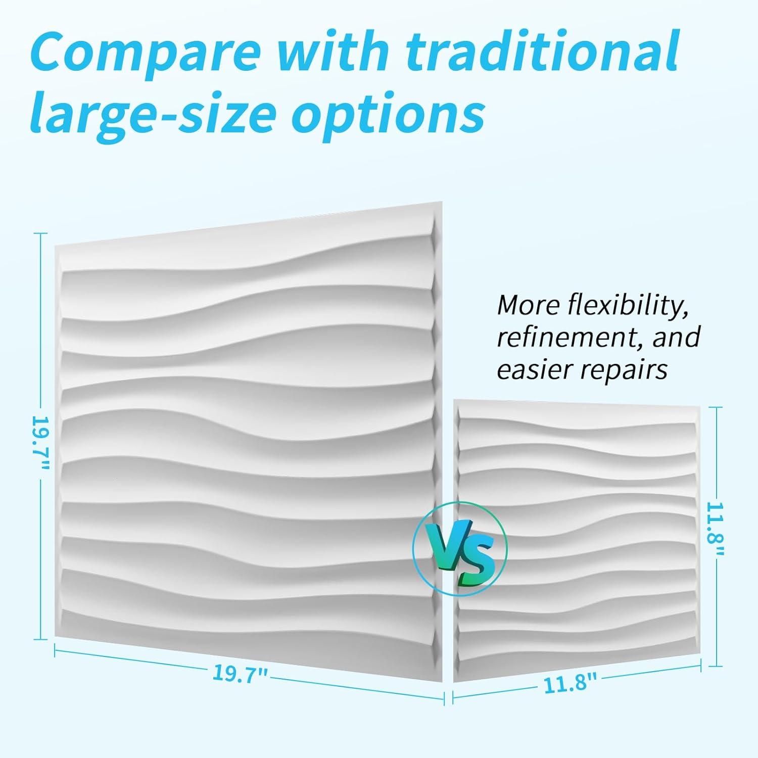 imageArt3d White PVC 3D Wall Panels  32 SqFT of Stylish Wall Decor for Home ampamp Commercial SpacesWavy White