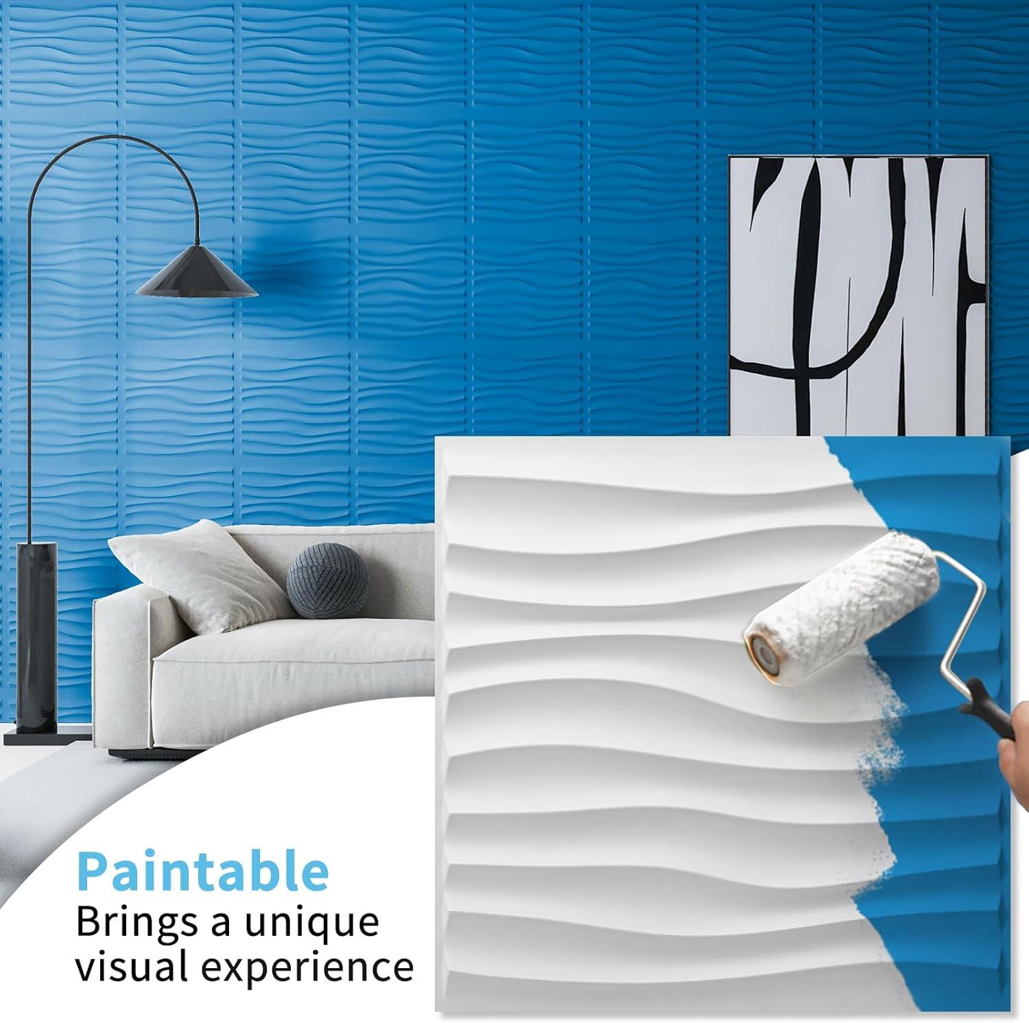 imageArt3d White PVC 3D Wall Panels  32 SqFT of Stylish Wall Decor for Home ampamp Commercial SpacesWavy White