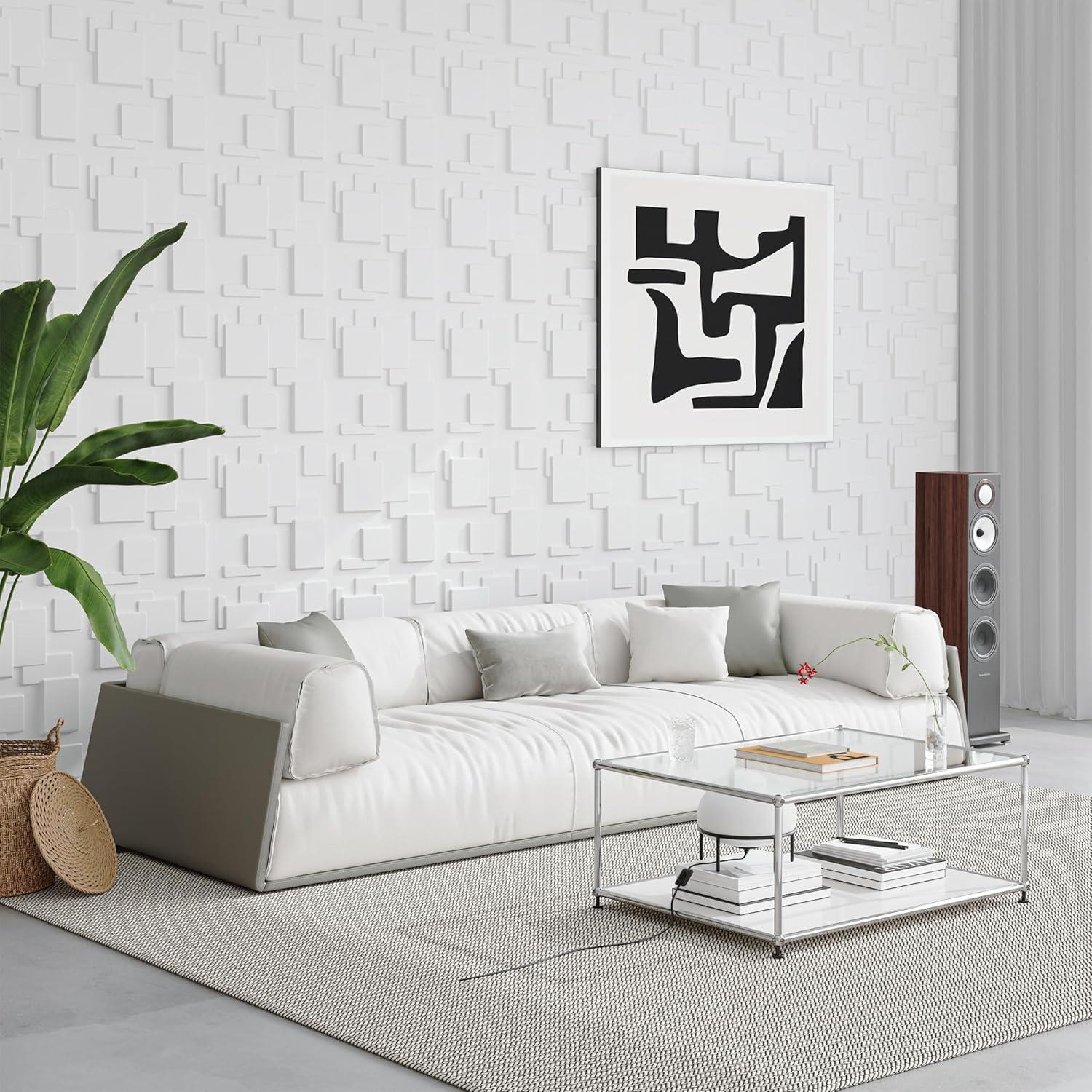imageArt3d White PVC 3D Wall Panels  32 SqFT of Stylish Wall Decor for Home ampamp Commercial SpacesWhite