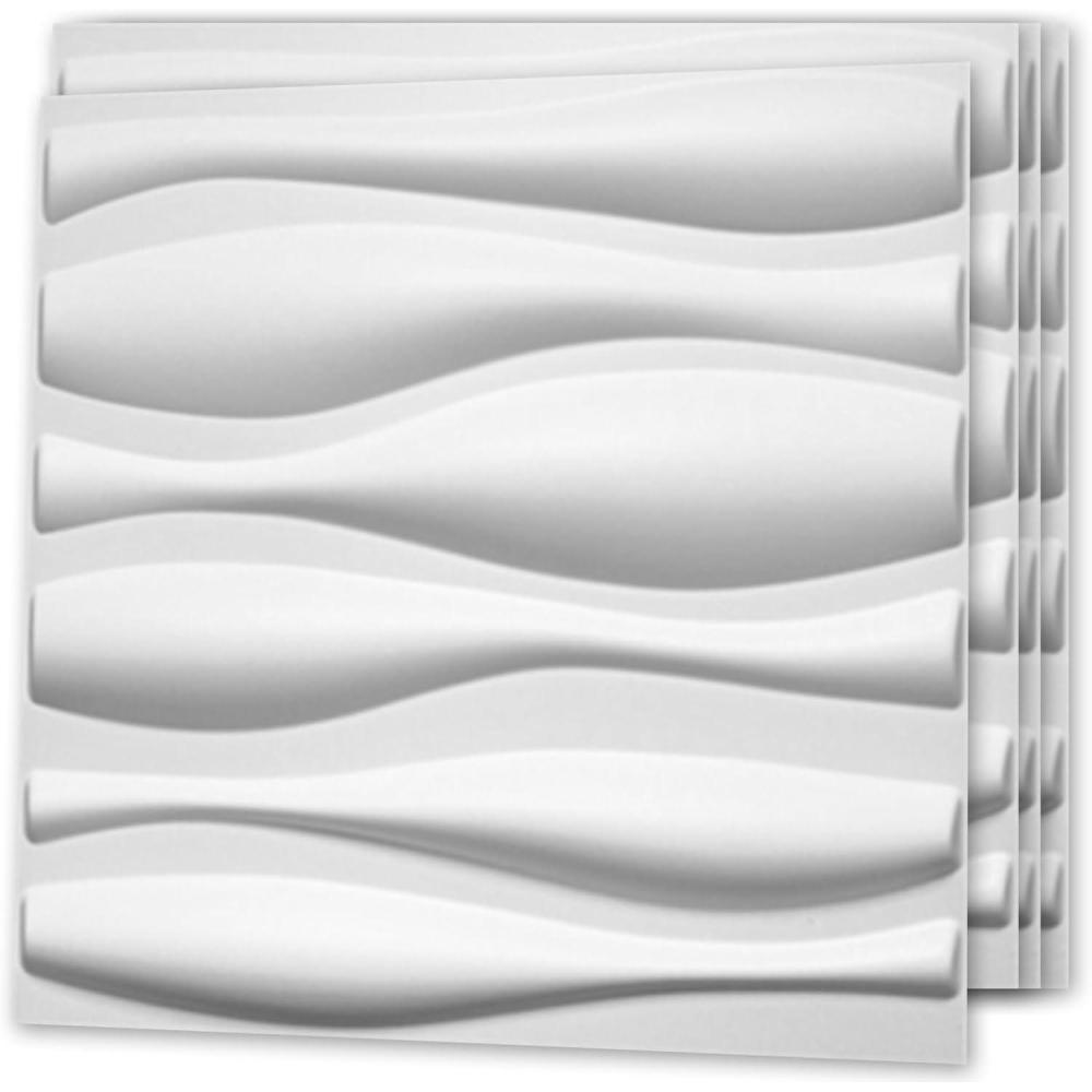 imageArt3d 100 Pack Decorative 3D Wall Panels 97 SqFeet PVC Interior Wall Dcor 118quotx118quot BlackFlower Vase