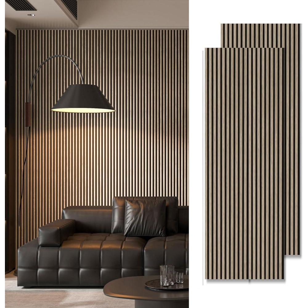 imageArt3d 2 Pack 945 x 24 inch Wood Slat Acoustic Panels for Wall ampamp Ceiling  3D Fluted Sound Absorbing Panel with Wood Finish TeakPeach