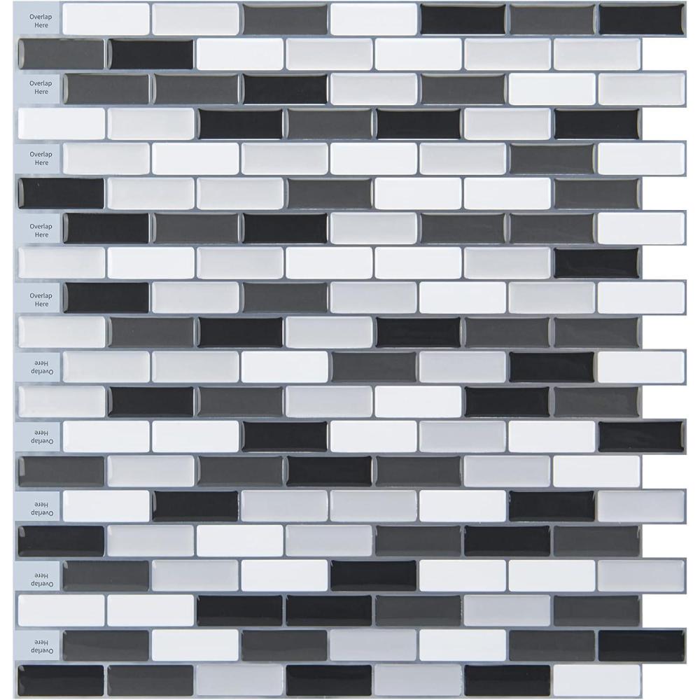 imageArt3d A17014P6 Peel and Stick backsplash Tile 6 Sheets A1701412 x12Blackwhite