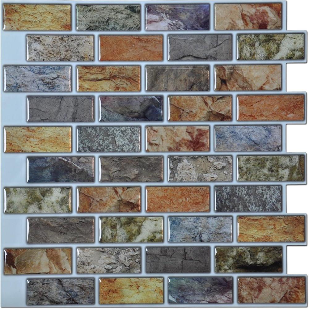 imageArt3d A17014P6 Peel and Stick backsplash Tile 6 Sheets A1701412 x12Blue Brick