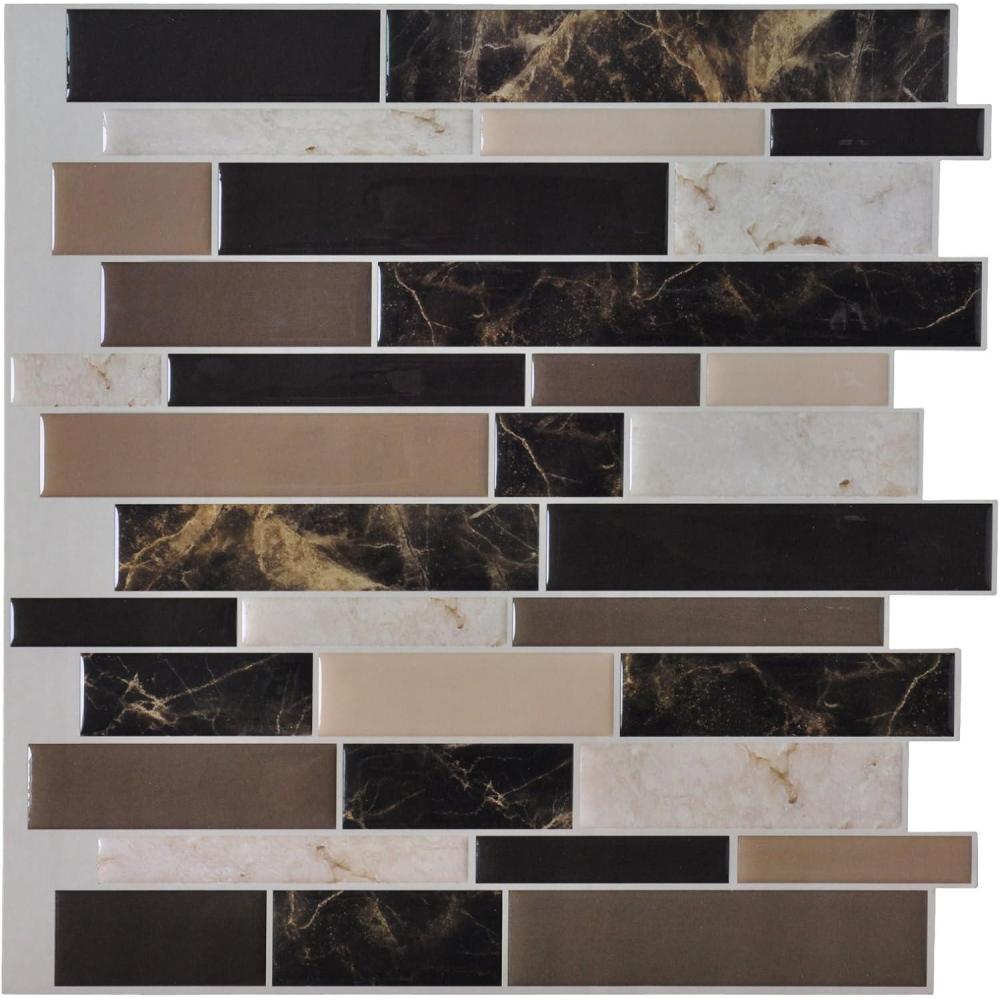 imageArt3d A17014P6 Peel and Stick backsplash Tile 6 Sheets A1701412 x12Brown