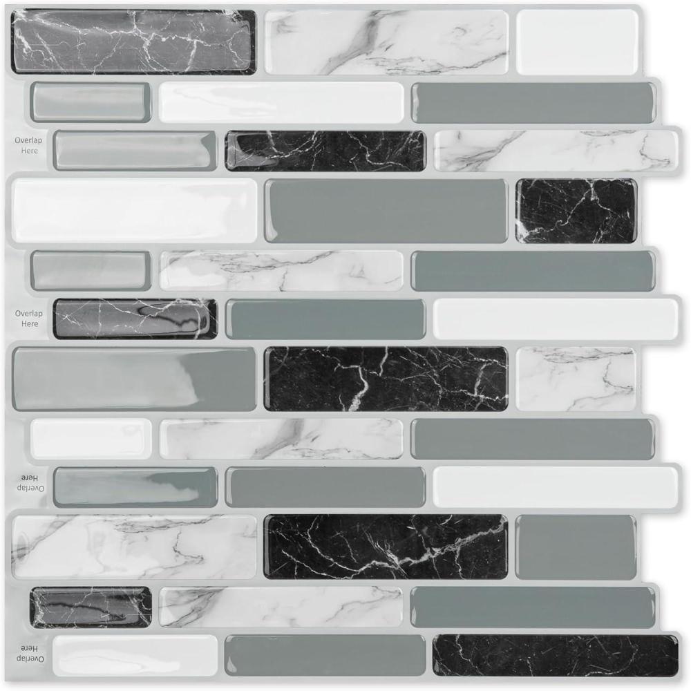 imageArt3d A17014P6 Peel and Stick backsplash Tile 6 Sheets A1701412 x12Gray