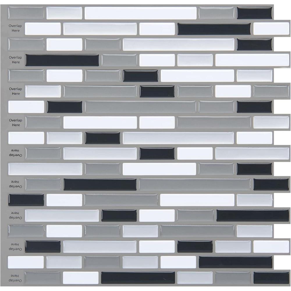 imageArt3d A17014P6 Peel and Stick backsplash Tile 6 Sheets A1701412 x12Graywhite
